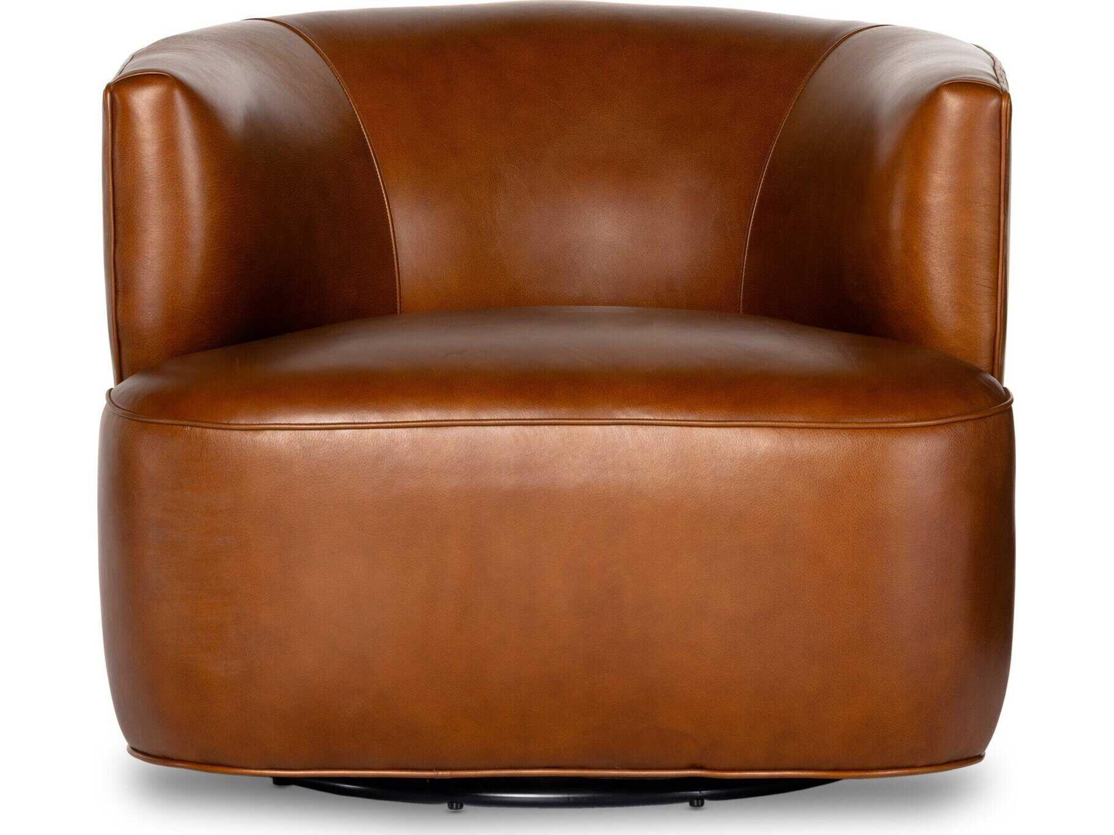 Four Hands Highland Mila Riviera Cognac Leather Swivel Chair