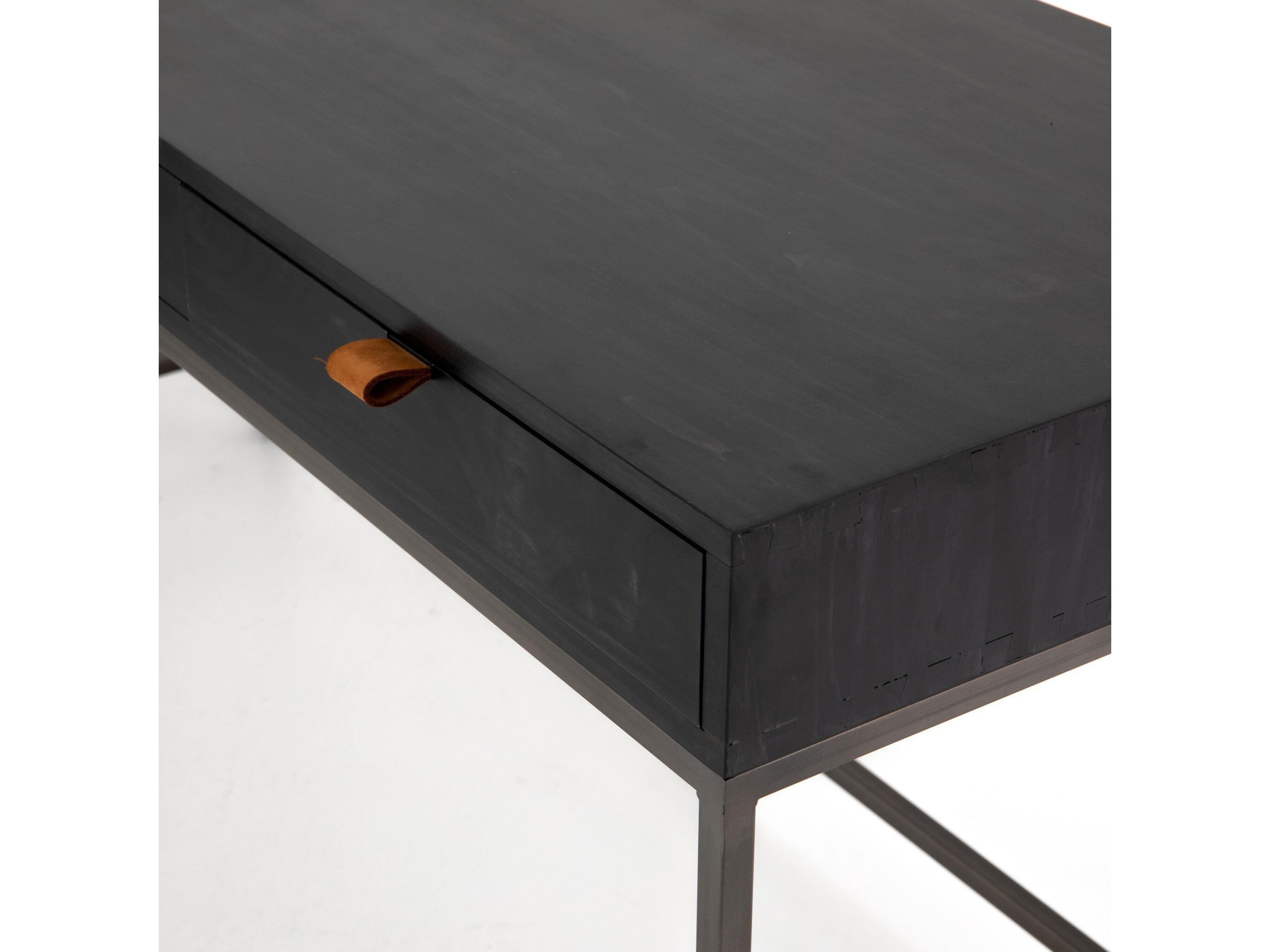 Four Hands Fulton Trey Black Poplar Wood L-Shaped Desk System