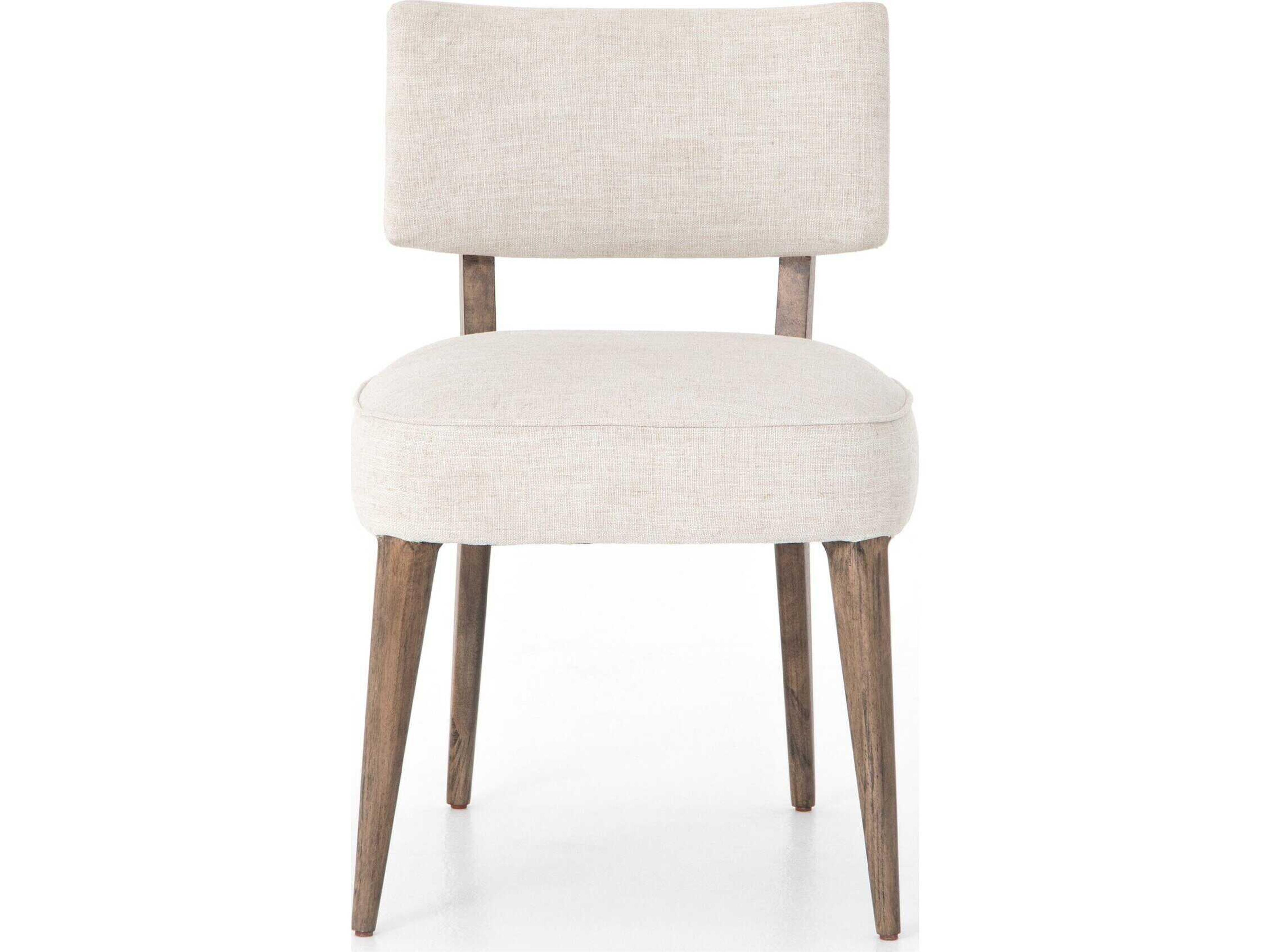 Four Hands Berman Orville Parrawood Beige Upholstered Side Dining Chair
