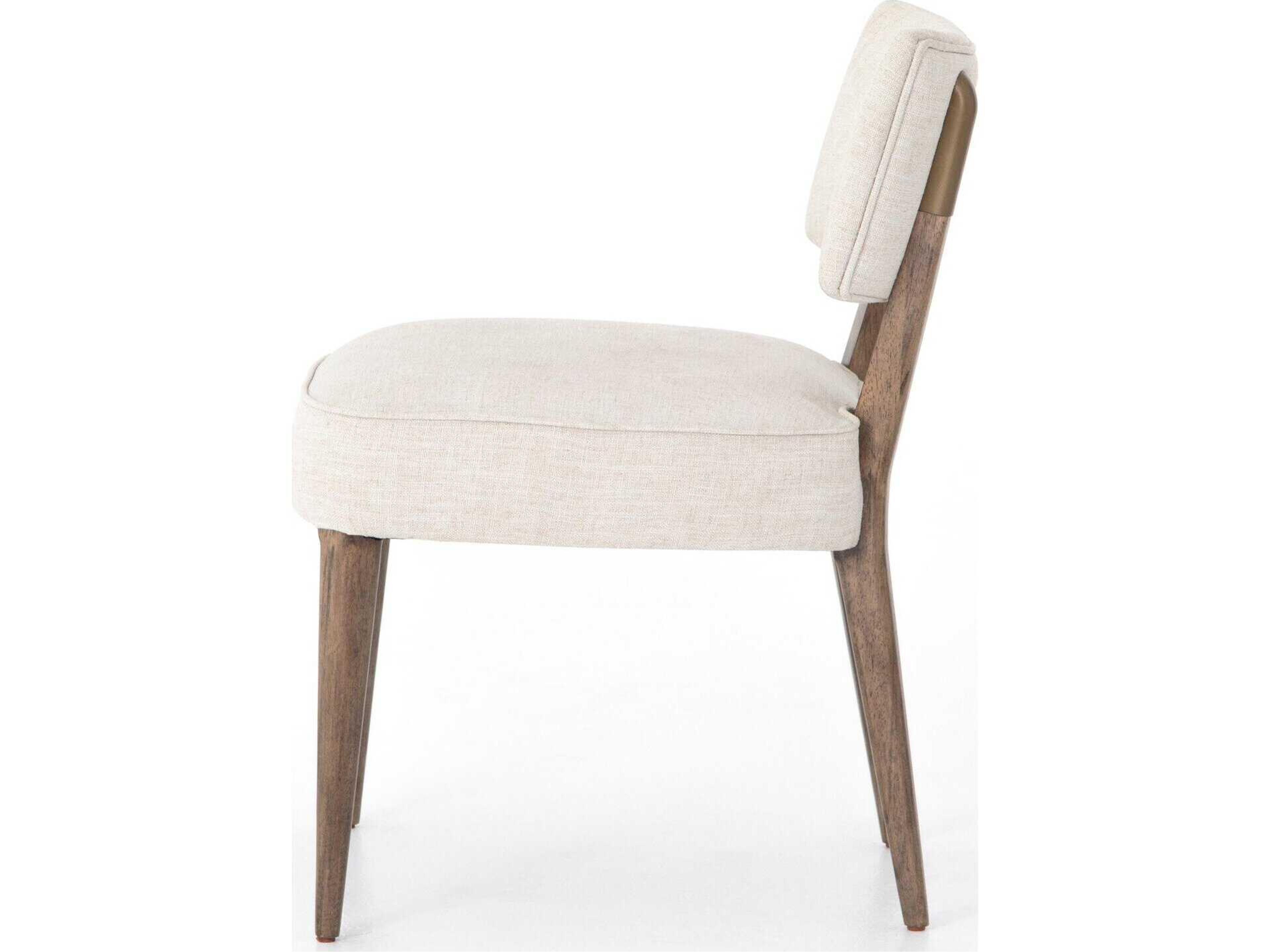 Four Hands Berman Orville Parrawood Beige Upholstered Side Dining Chair