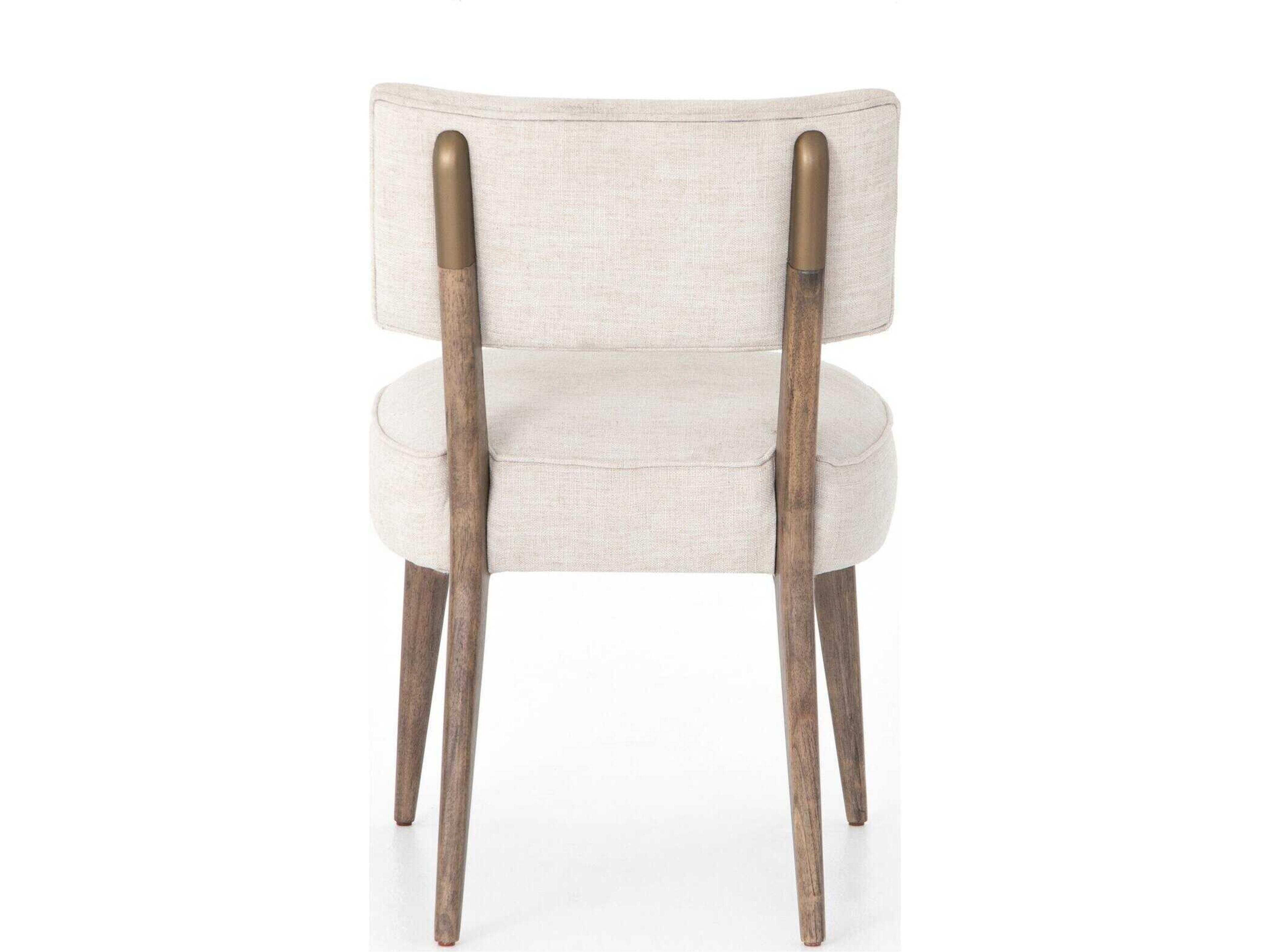 Four Hands Berman Orville Parrawood Beige Upholstered Side Dining Chair