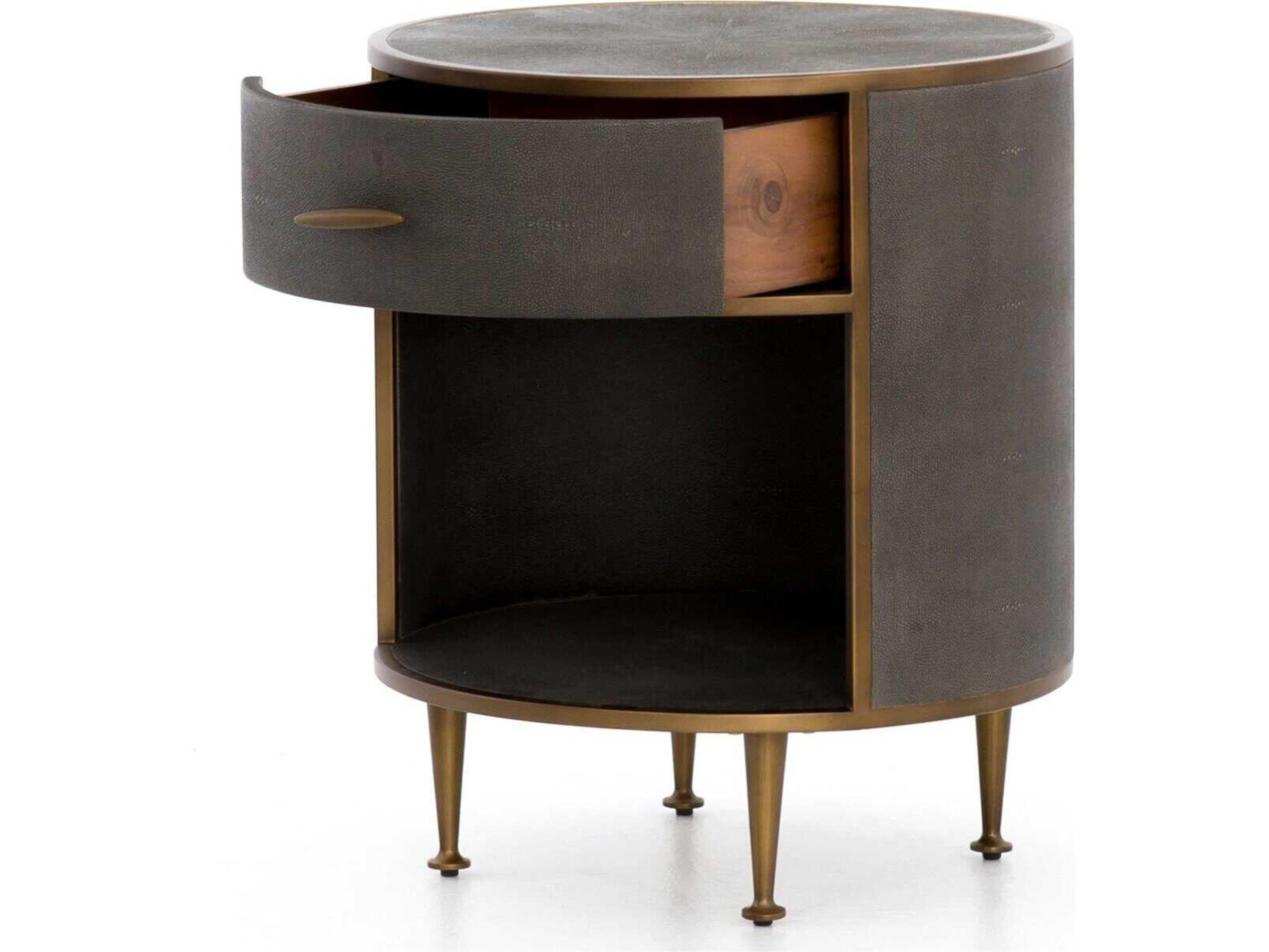 Four Hands Bentley Shagreen 1-Drawer Gray Nightstand