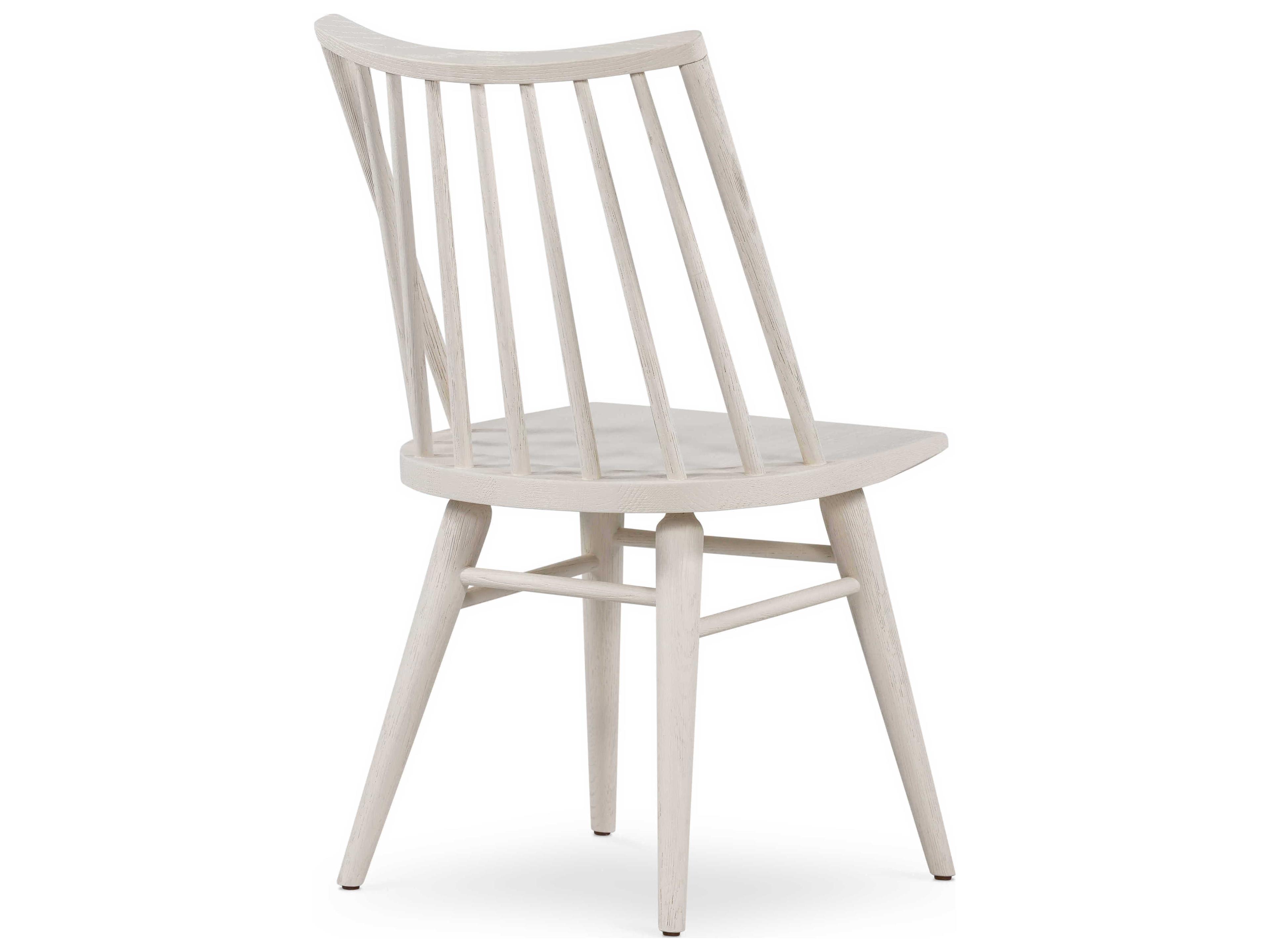 Four Hands Belfast Lewis Windsor Oak Wood White Side Dining Chair