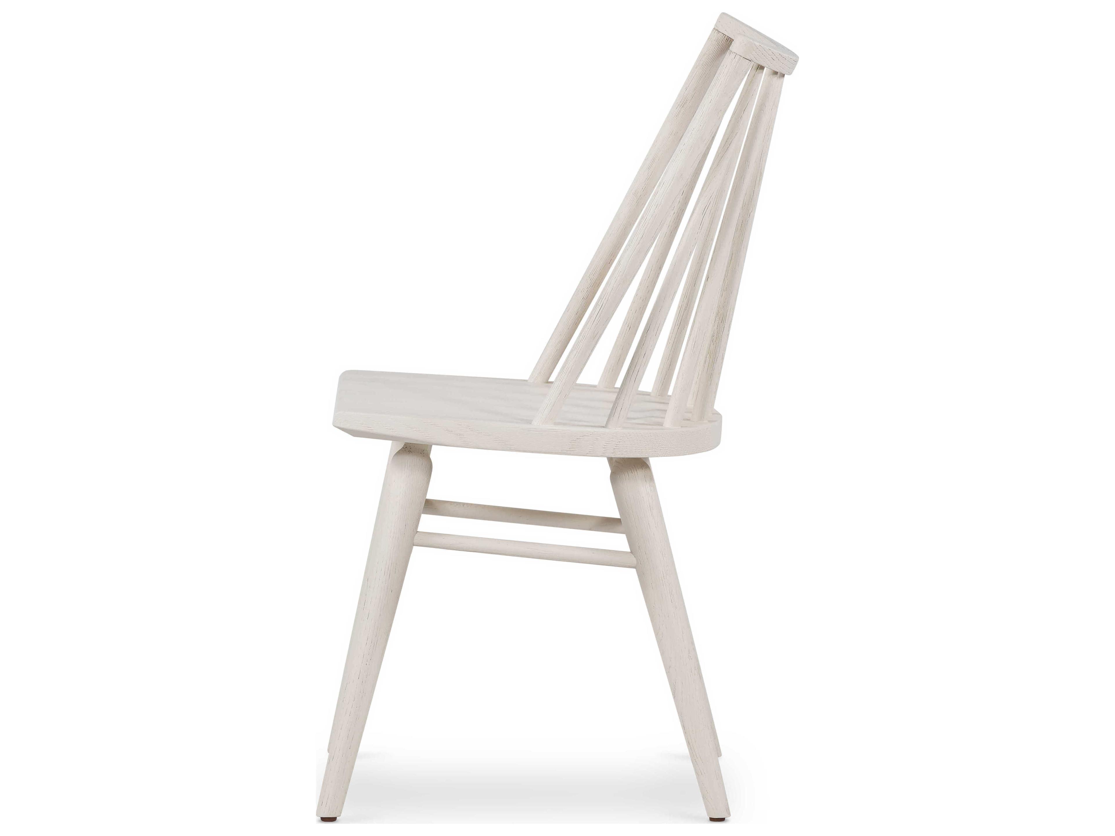 Four Hands Belfast Lewis Windsor Oak Wood White Side Dining Chair