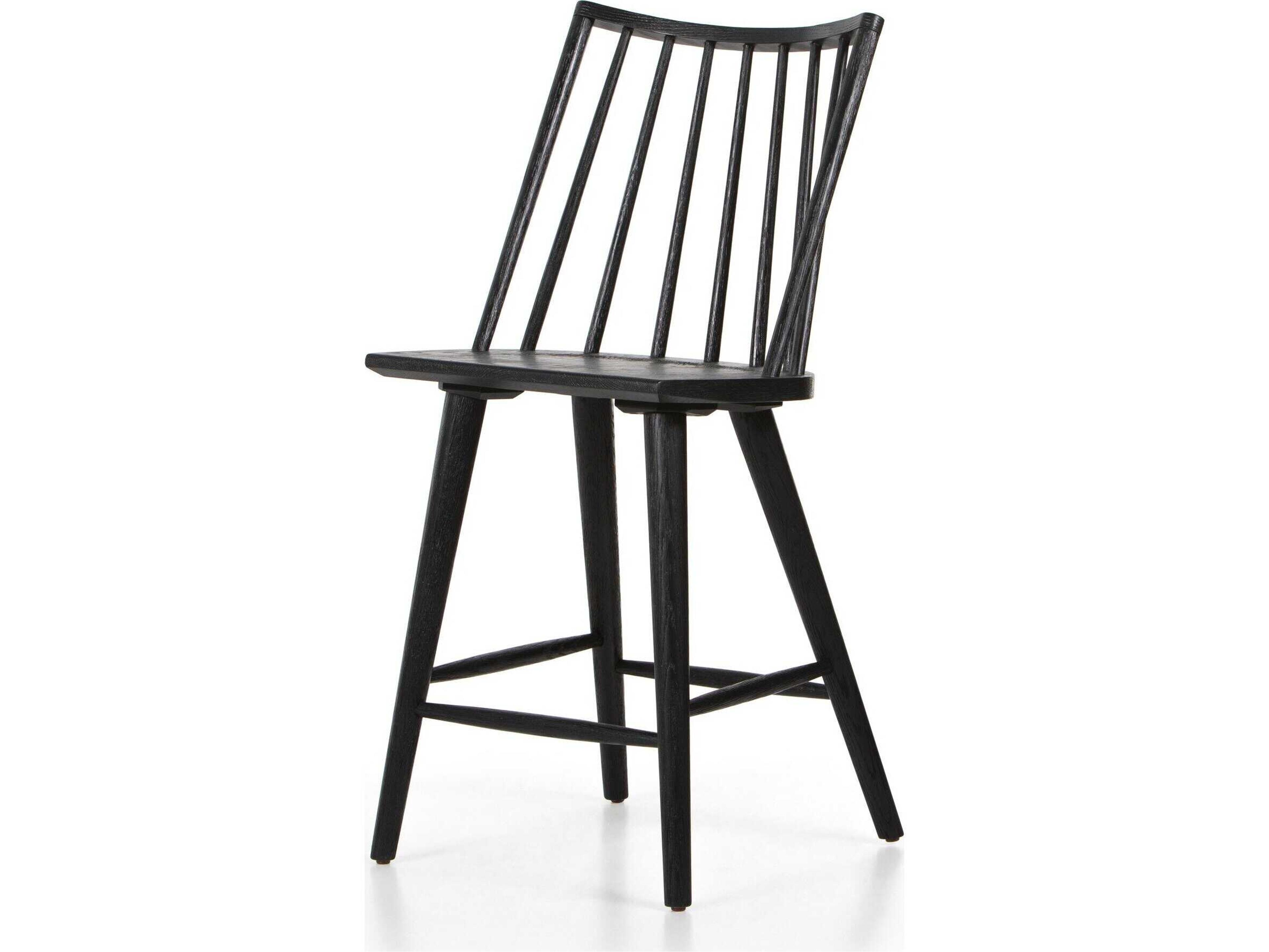 Wallis Lewis Windsor Oak Wood Black Counter Stool