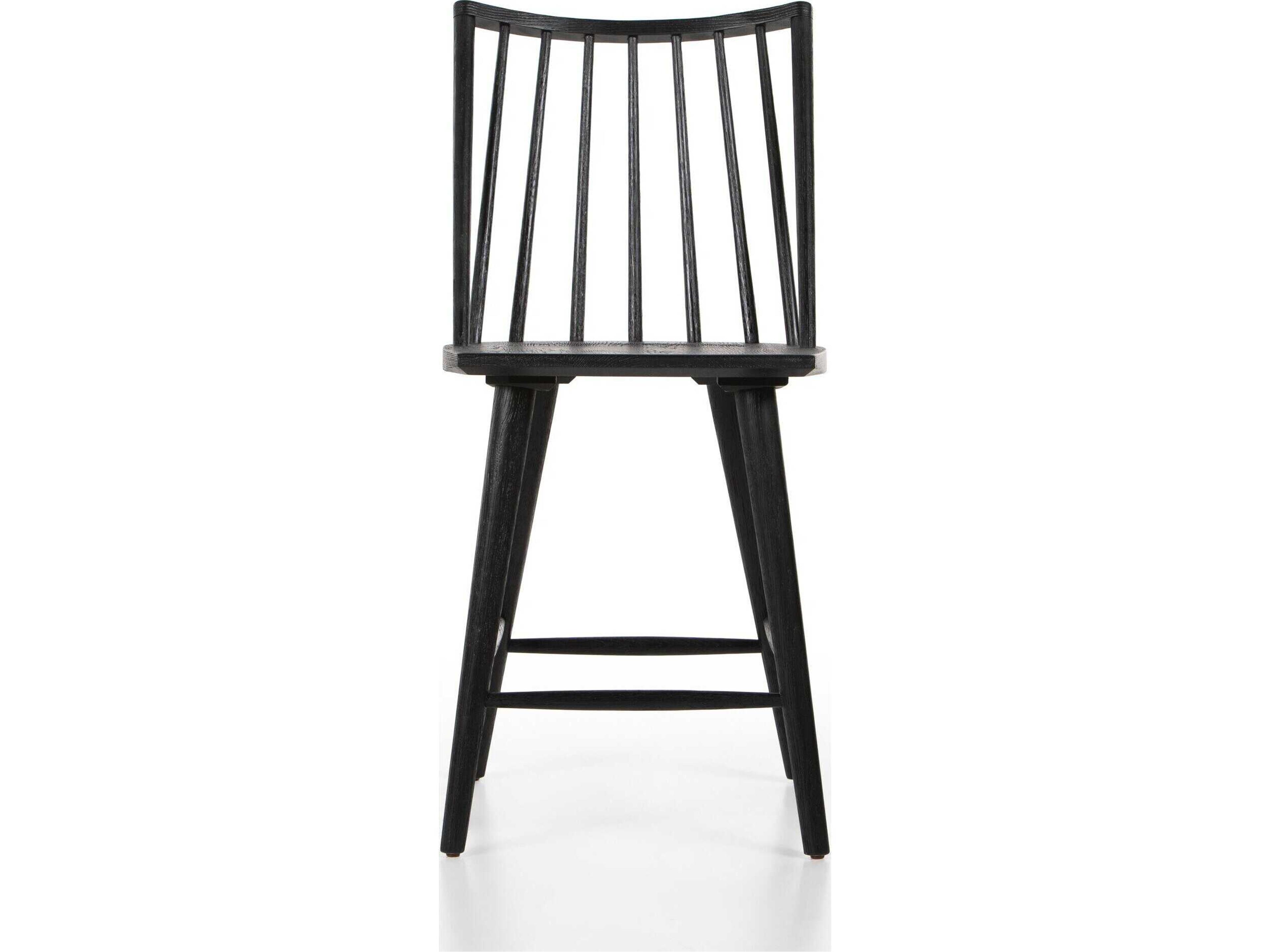 Four Hands Wallis Lewis Windsor Oak Wood Black Counter Stool