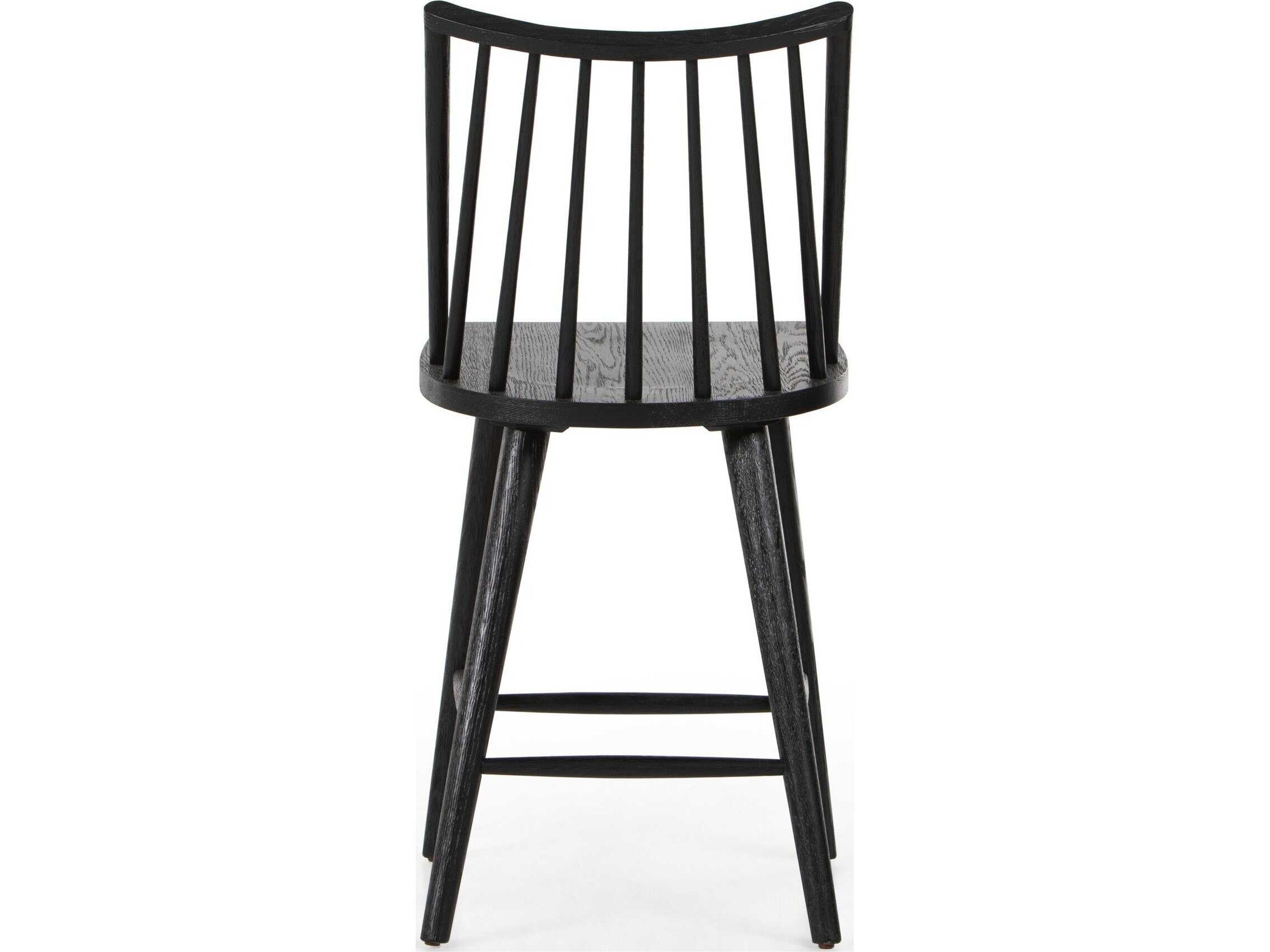 Four Hands Wallis Lewis Windsor Oak Wood Black Counter Stool
