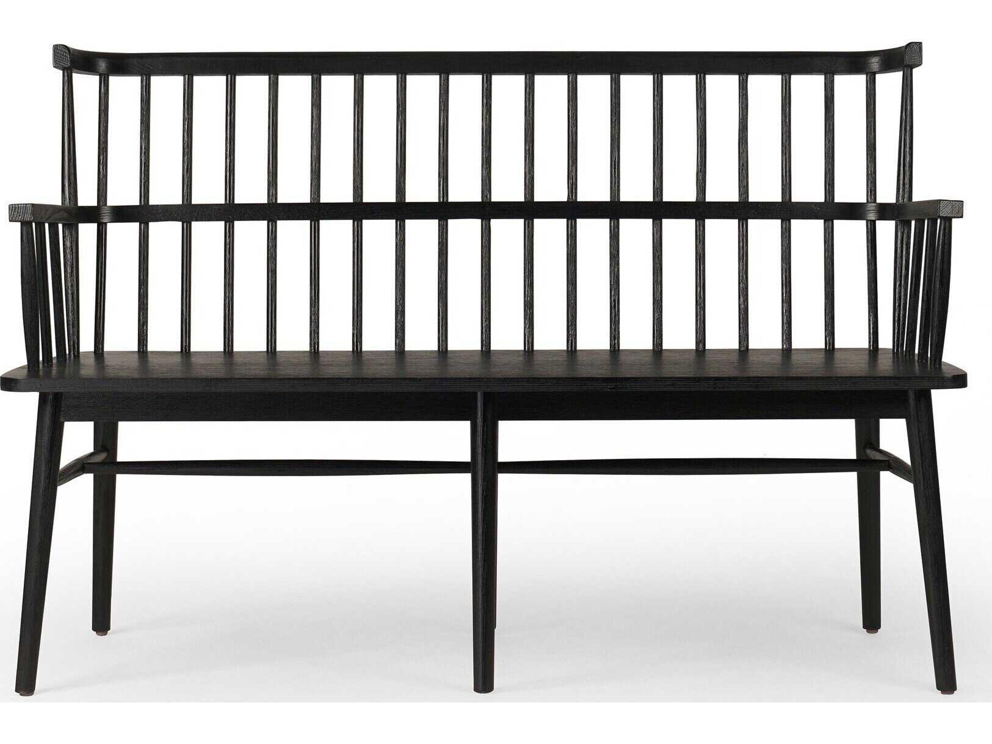 Four Hands Keston Aspen Matte Black  Bench