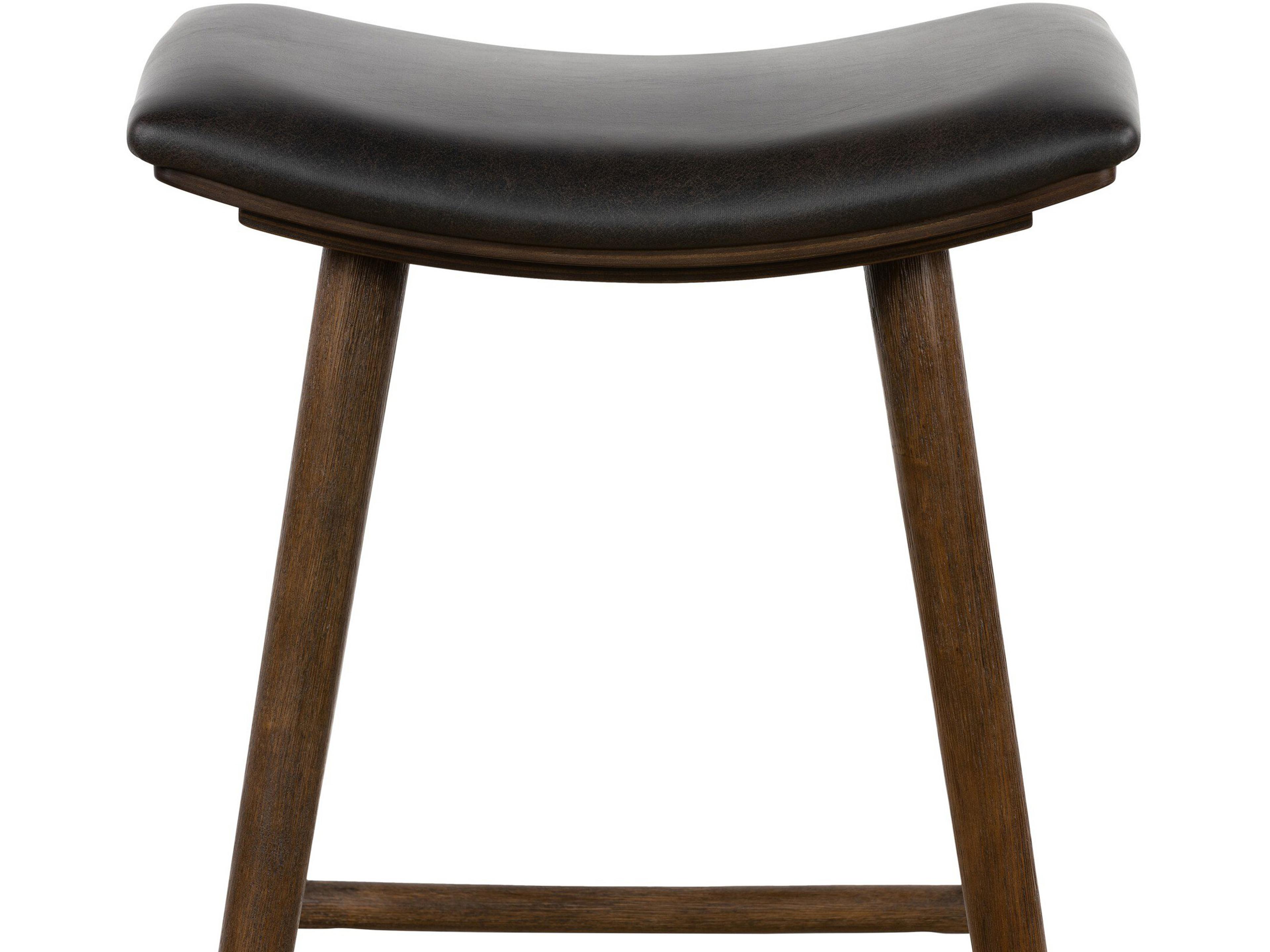 Four Hands Belfast Union Saddle Ash Wood Warm Distressed Black Counter Stool