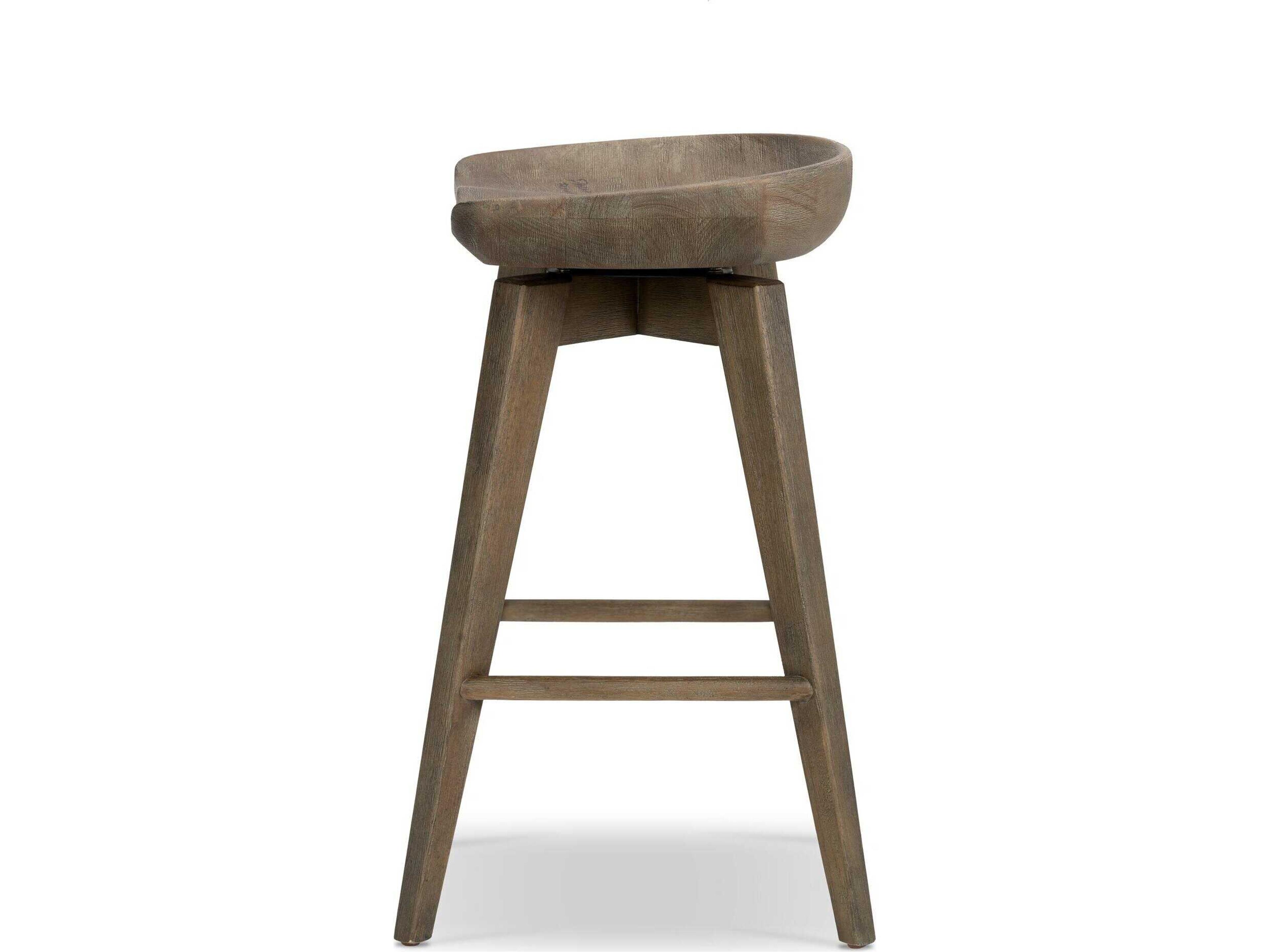 Four Hands Belfast Paramore Swivel Solid Wood Brushed Shale Grey Counter Stool