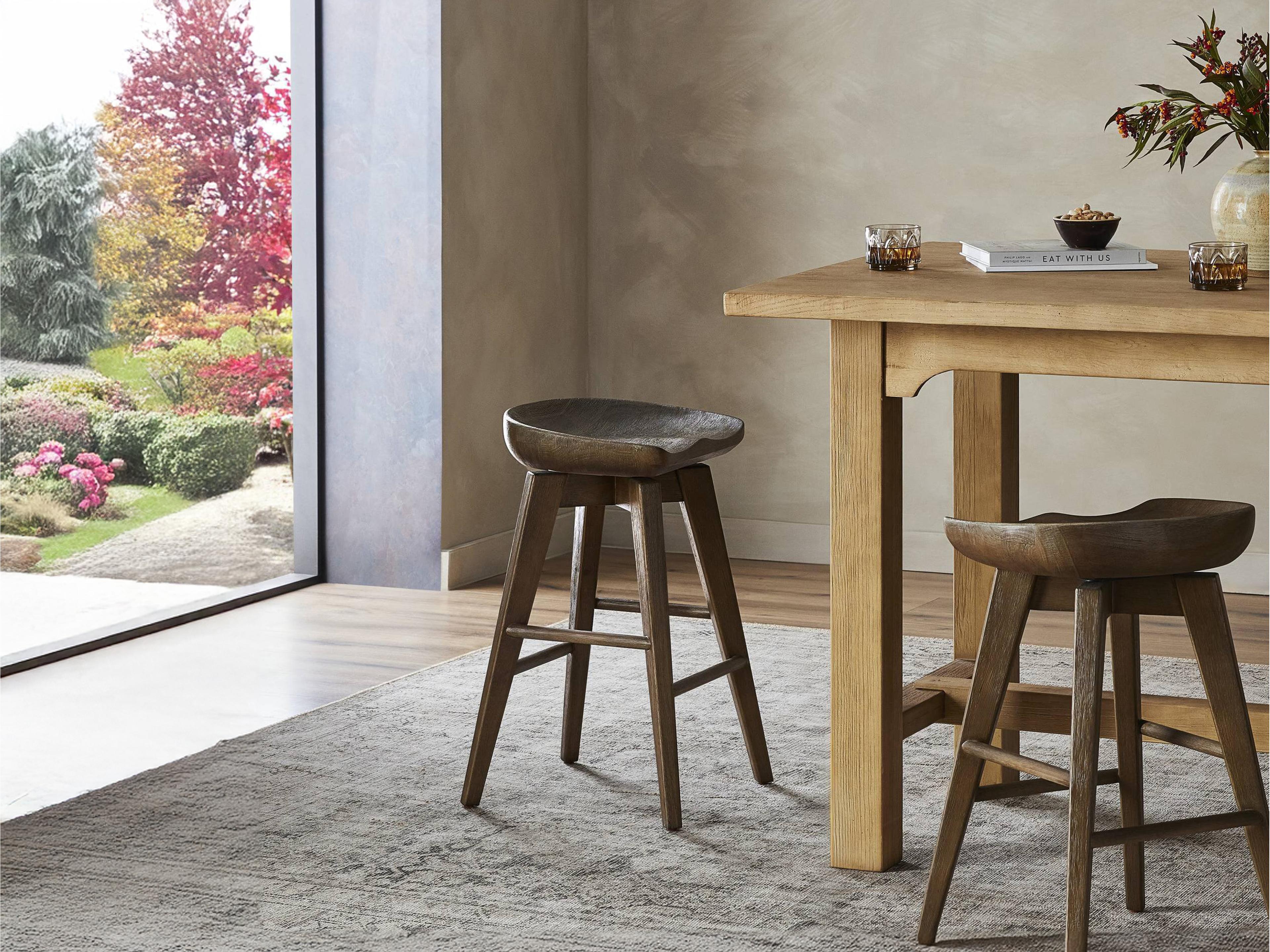 Four Hands Belfast Paramore Swivel Solid Wood Brushed Shale Grey Counter Stool