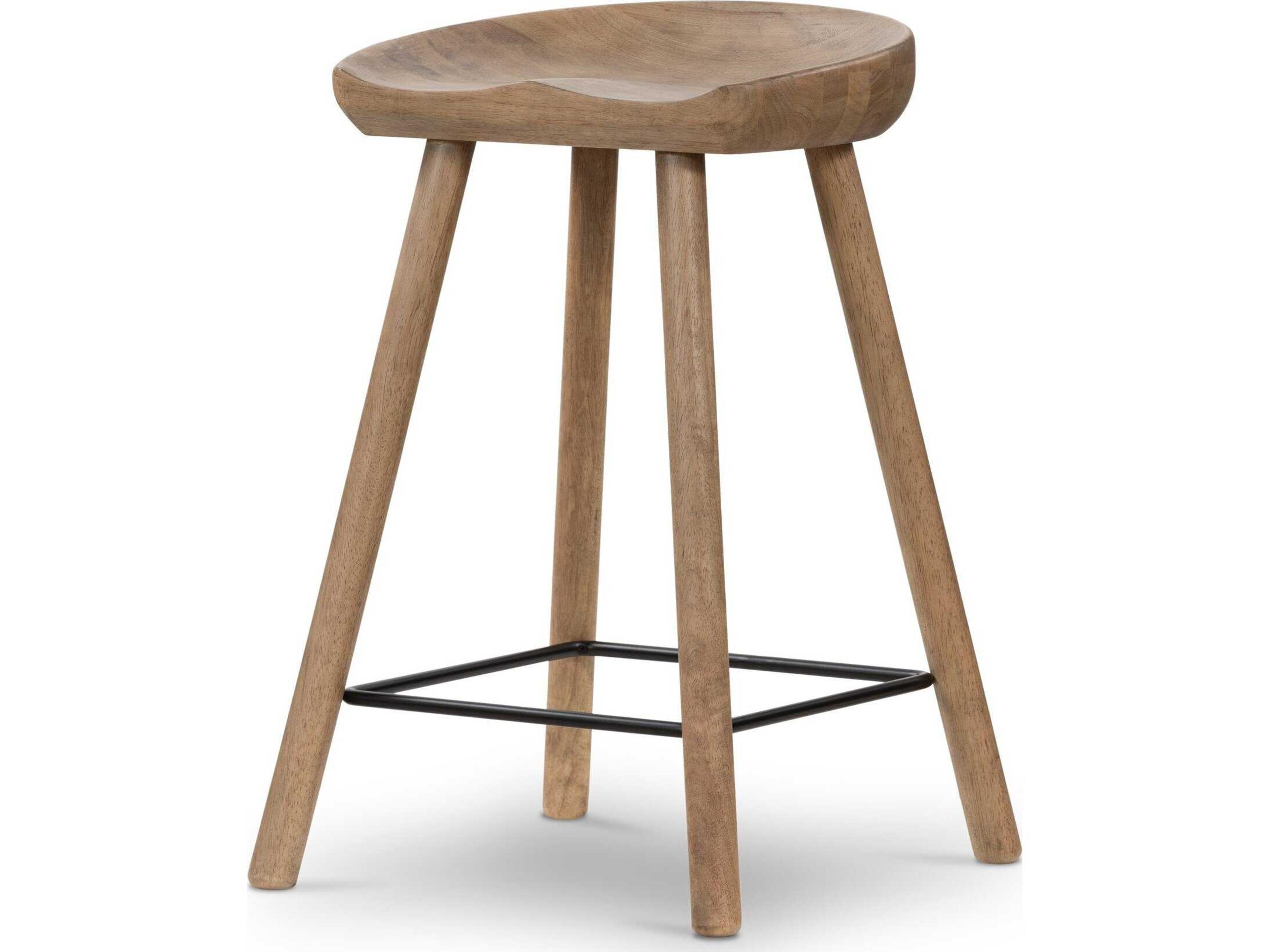 Barrett Counter Stool Natural Wood Backless
