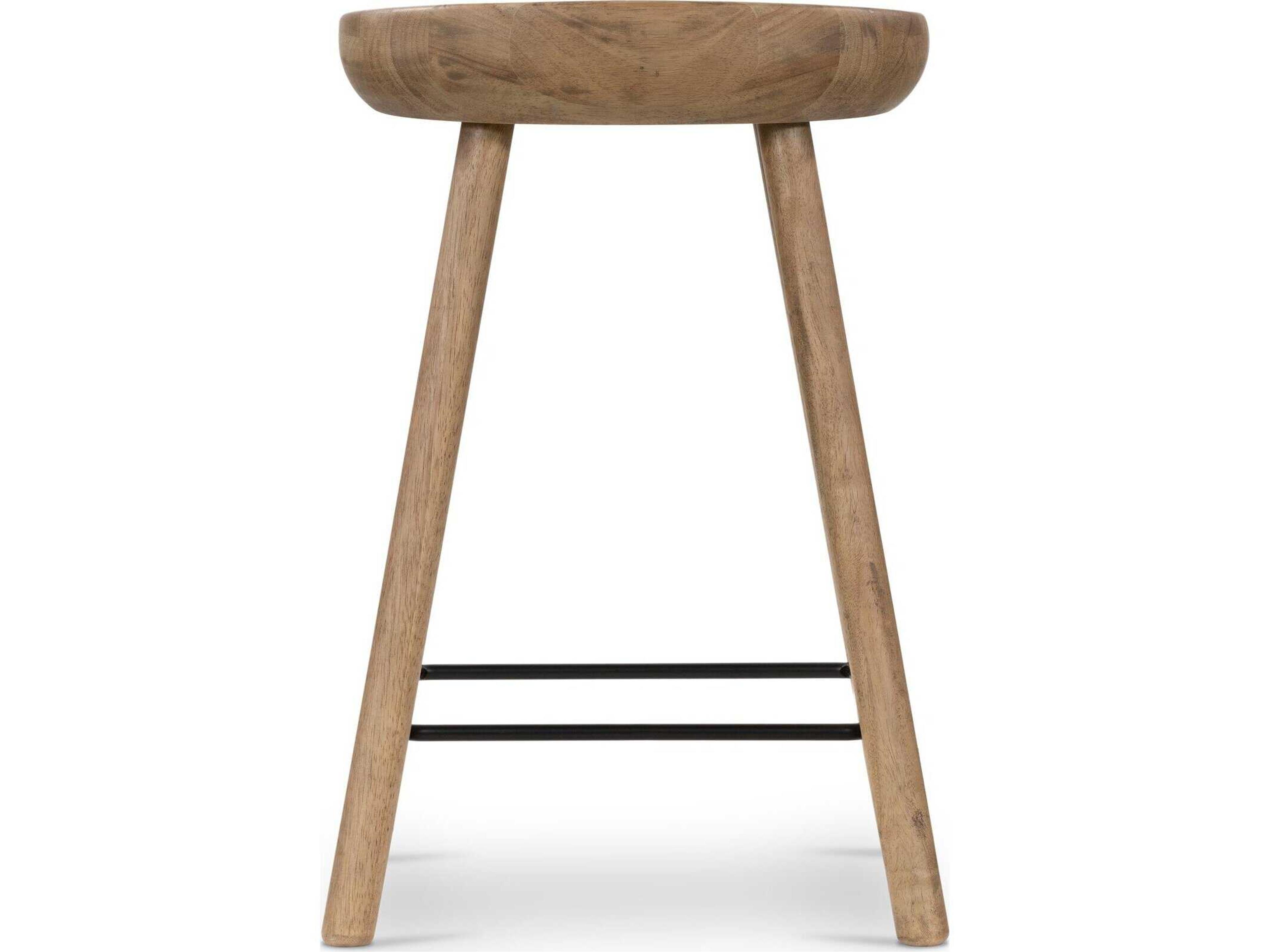Luxecor Globetrotter Solid Wood Natural Matte Black Iron Barrett Counter Stool