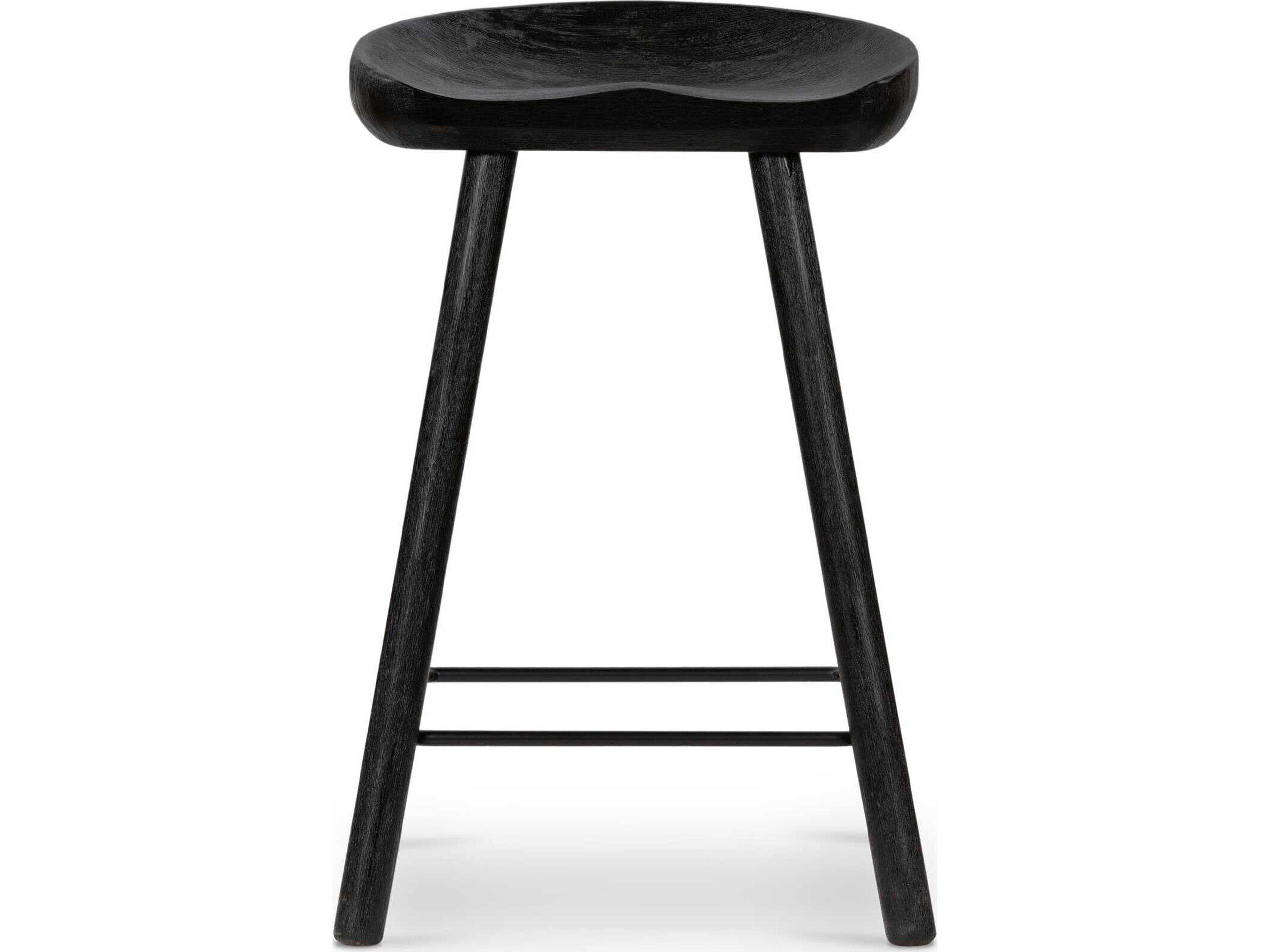 Four Hands Belfast Barrett Matte Black Parawood  Counter Stool