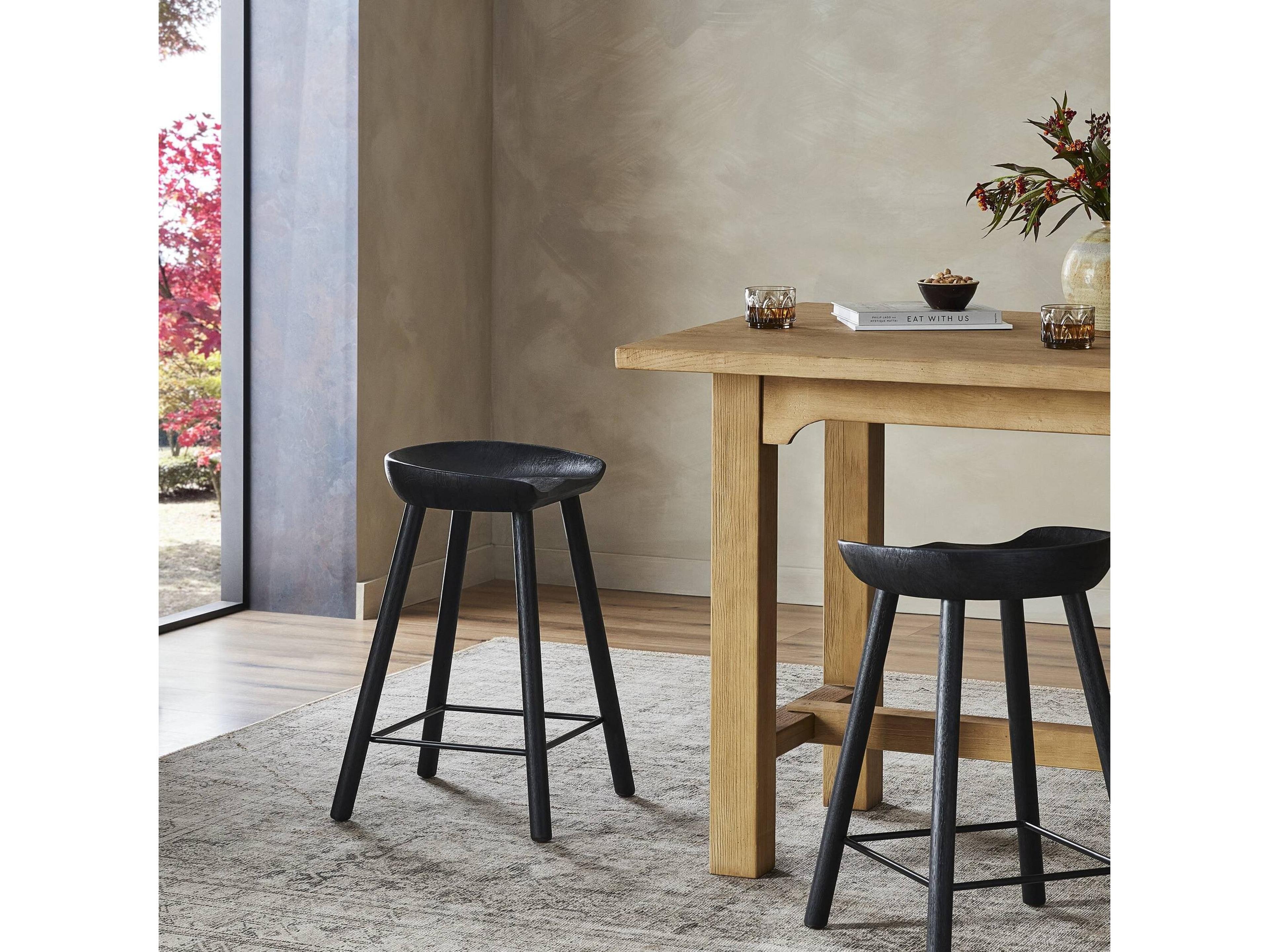 Four Hands Belfast Barrett Matte Black Parawood  Counter Stool