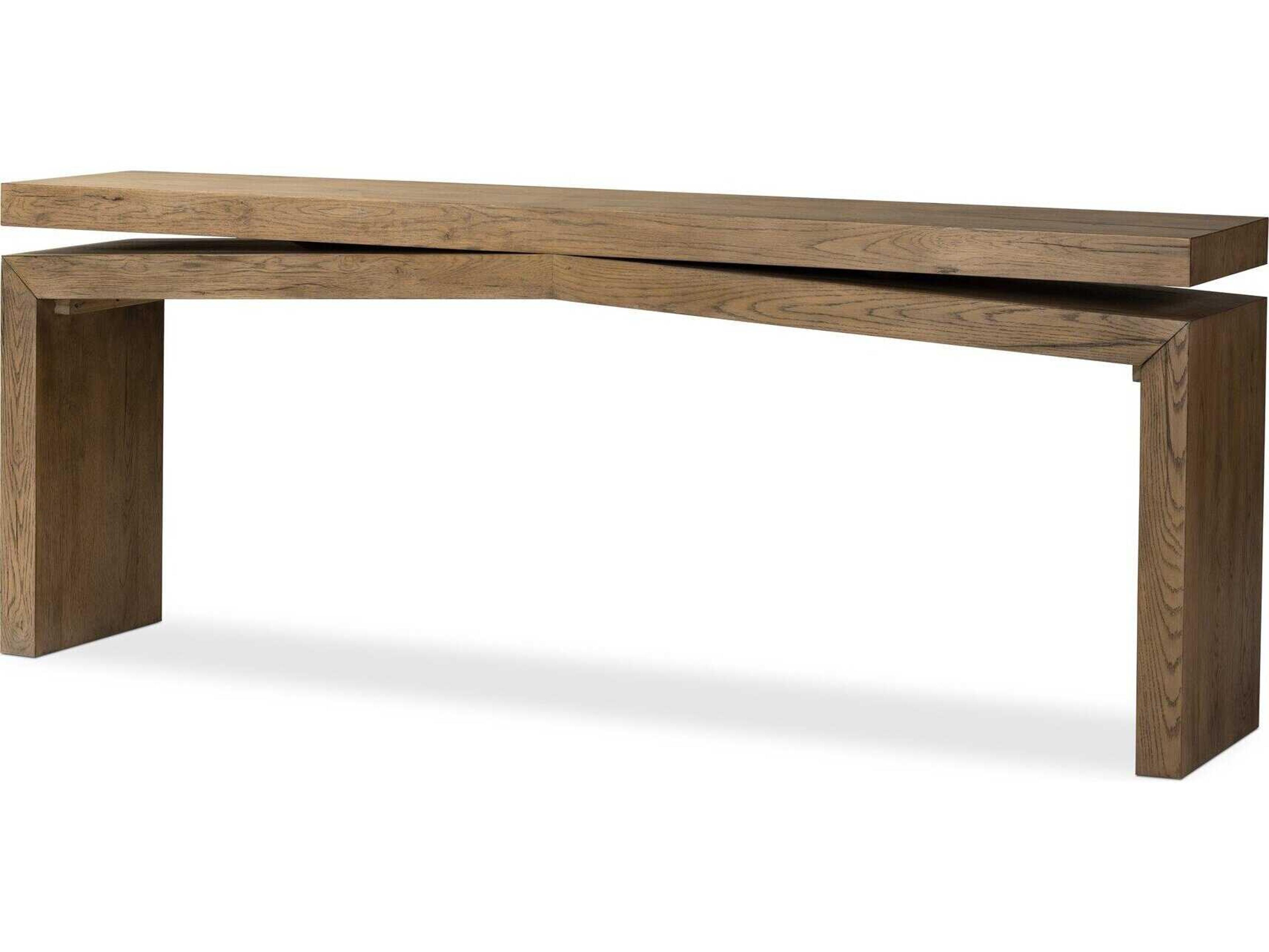 Haiden Matthes Rustic Grey Veneer Rectangular Oak Wood Console Table