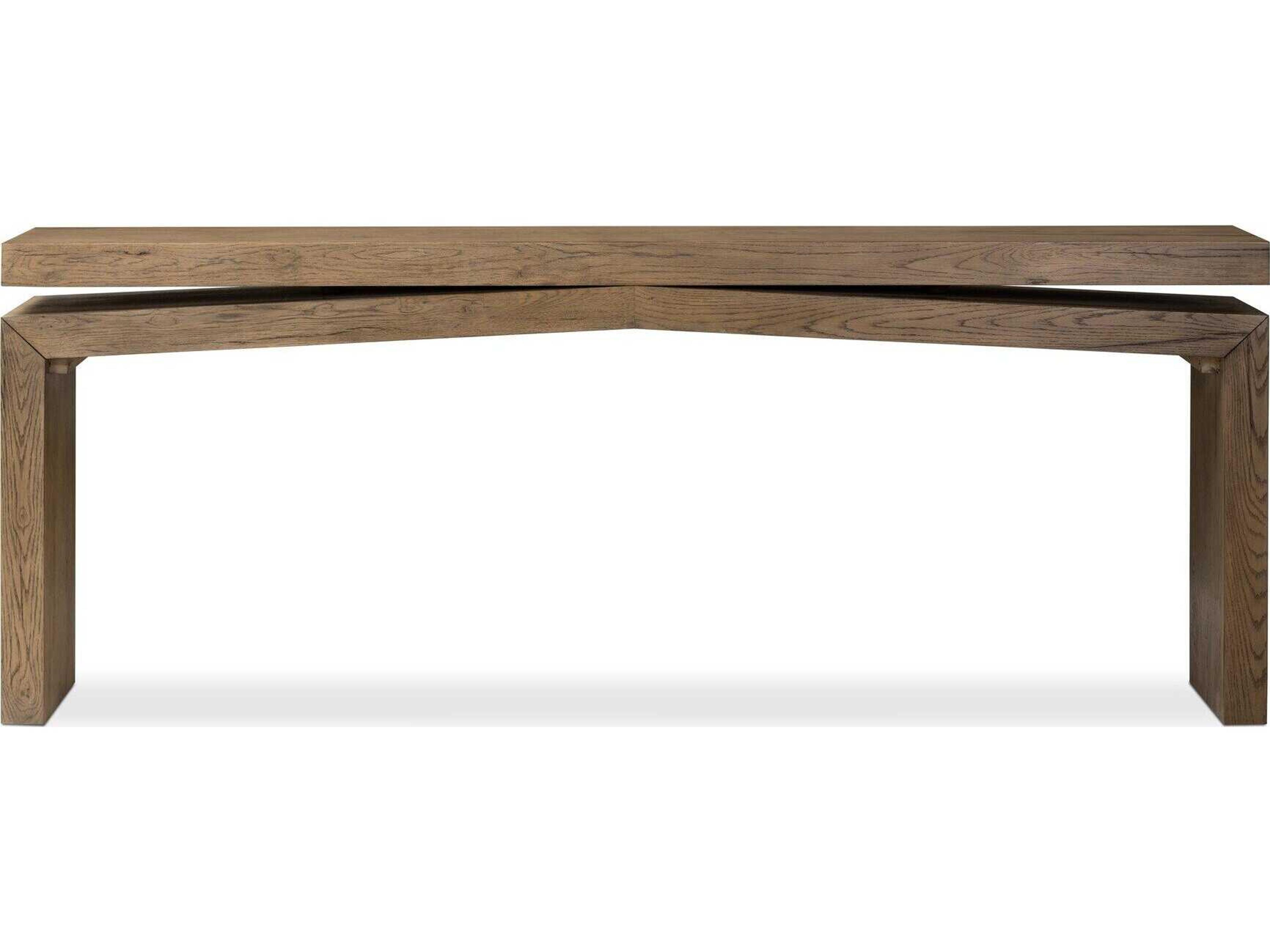 Four Hands Haiden Matthes Rustic Grey Veneer Rectangular Oak Wood Console Table