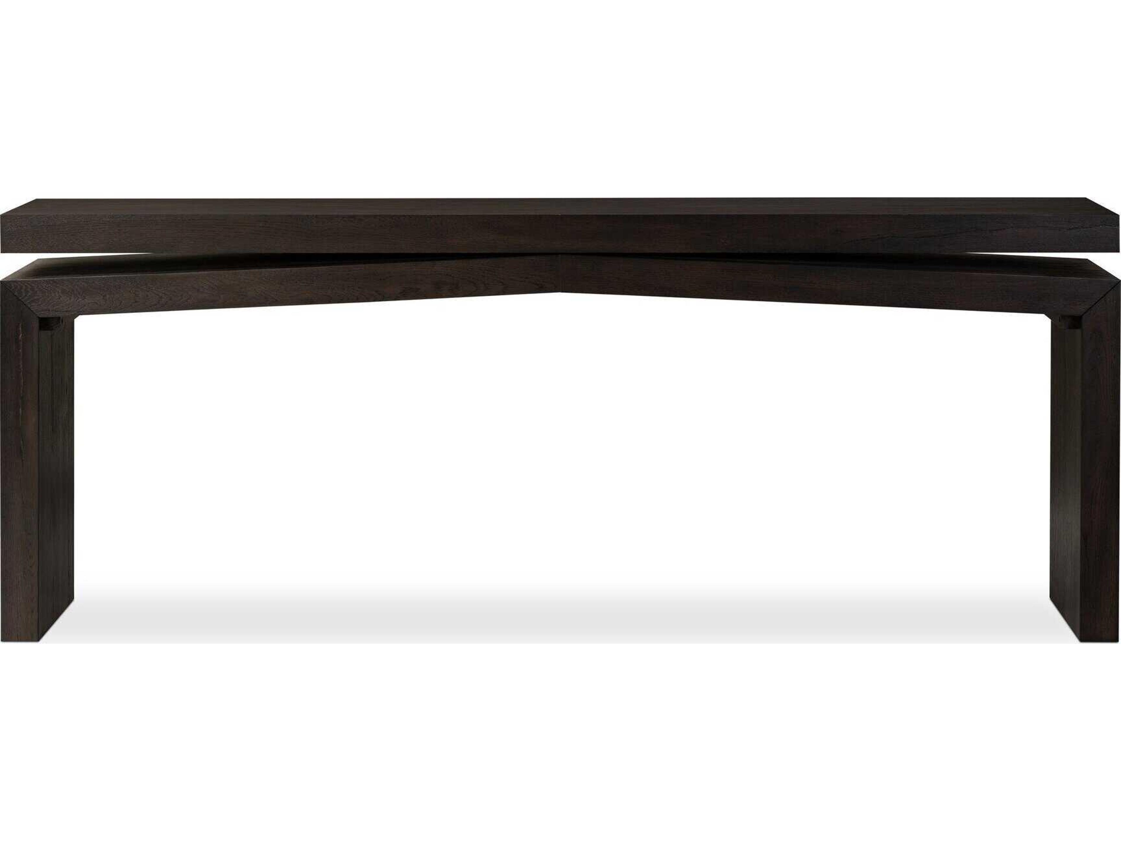 Four Hands Haiden Matthes Smoked Black Veneer Rectangular Oak Wood Console Table