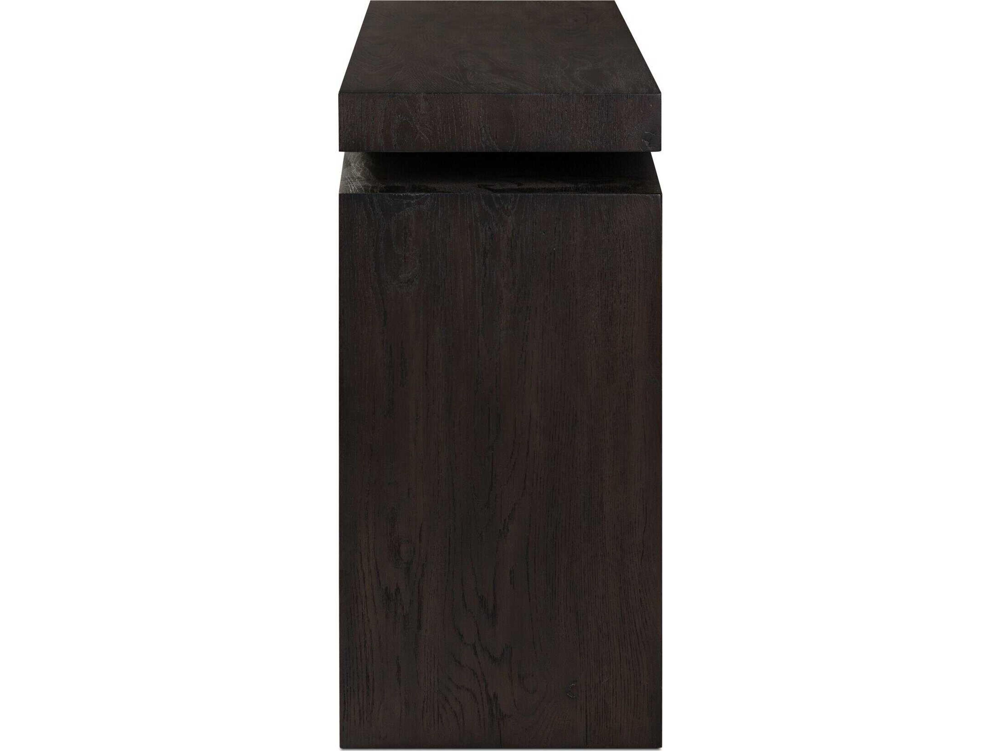 Four Hands Haiden Matthes Smoked Black Veneer Rectangular Oak Wood Console Table