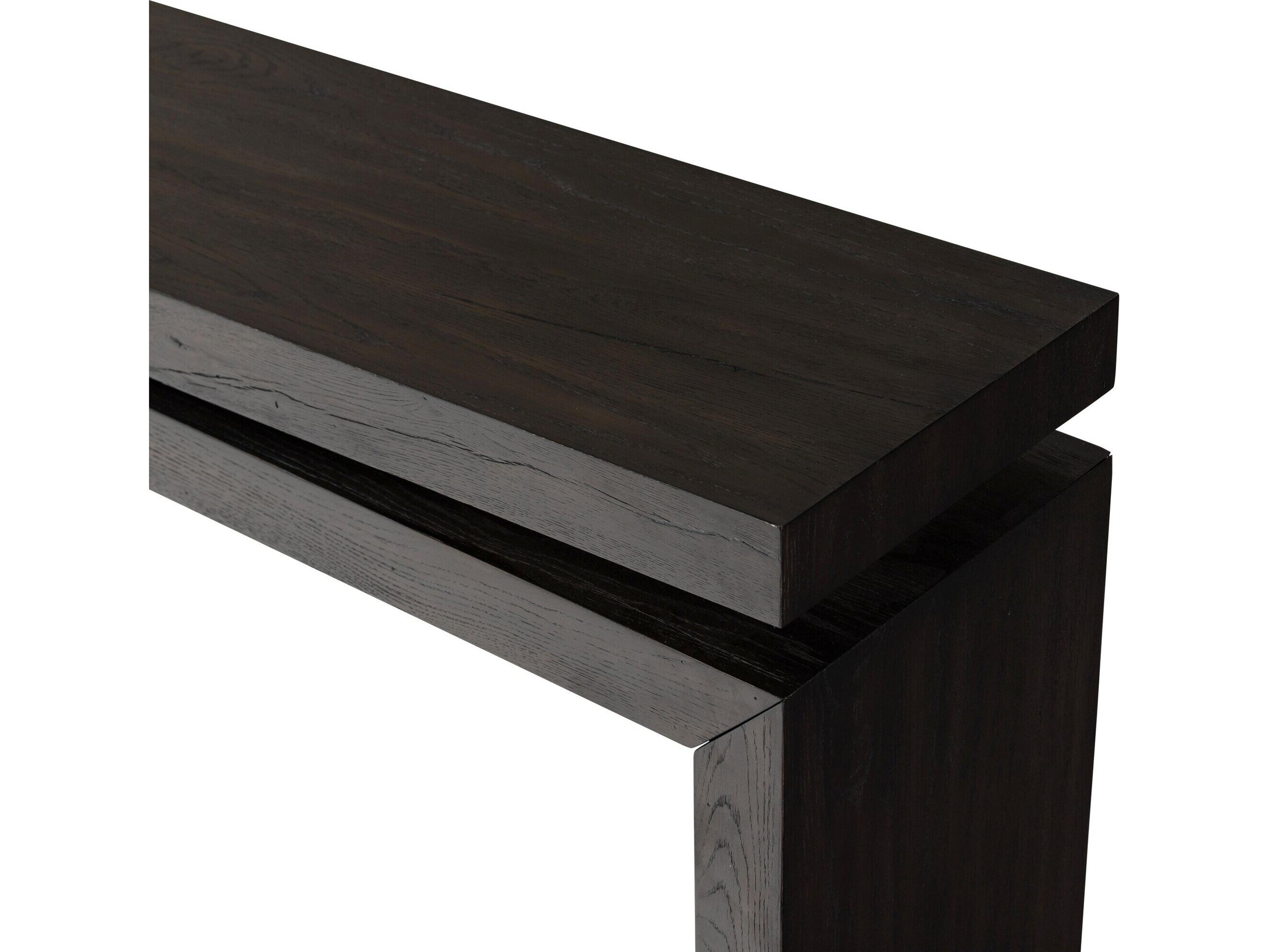 Luxecor Globetrotter Matthes Smoked Black Veneer Rectangular Oak Wood Console Table
