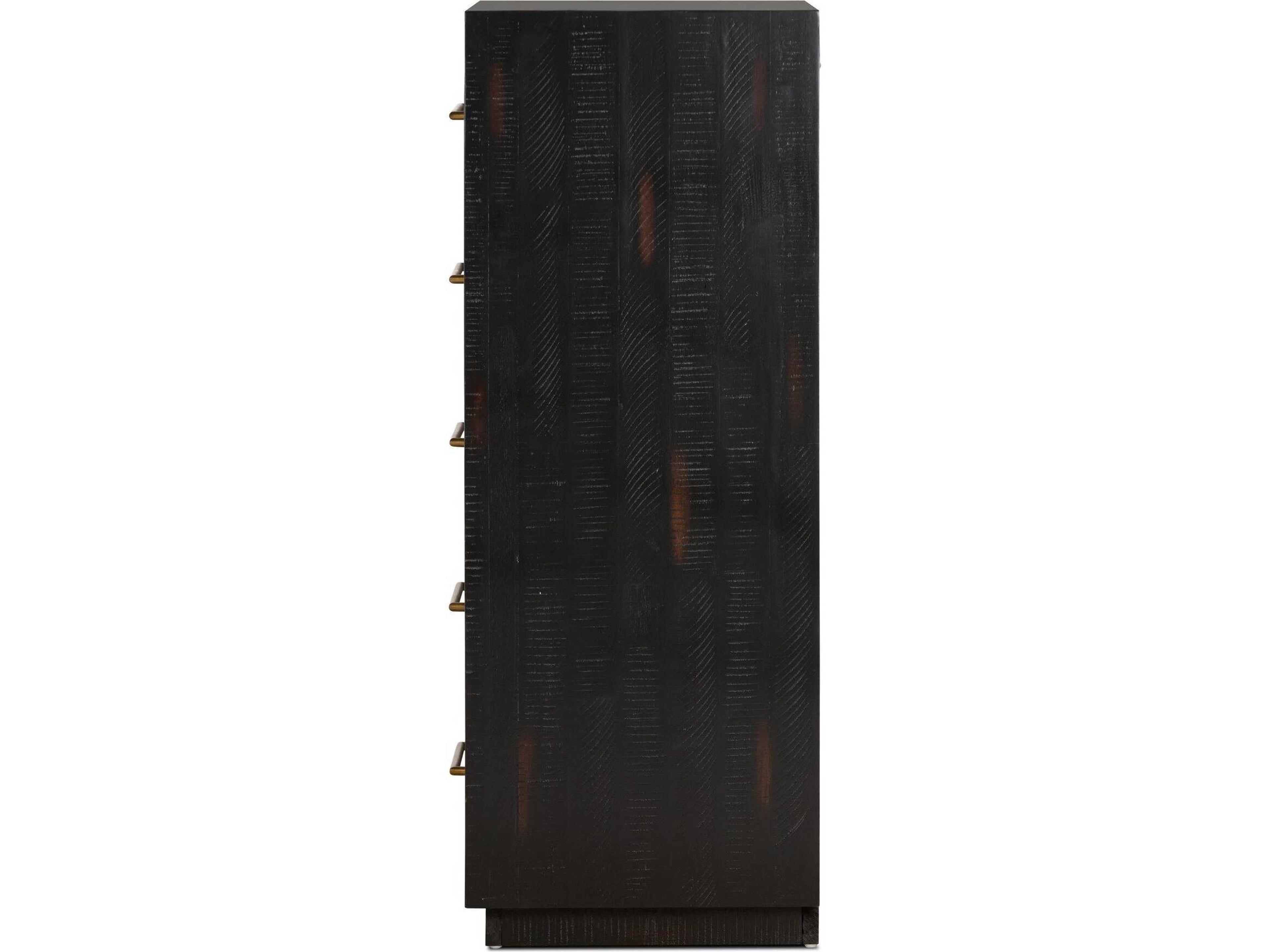 Four Hands Hadley 5-Drawers Burnished Black Solid Wood Accent Chest