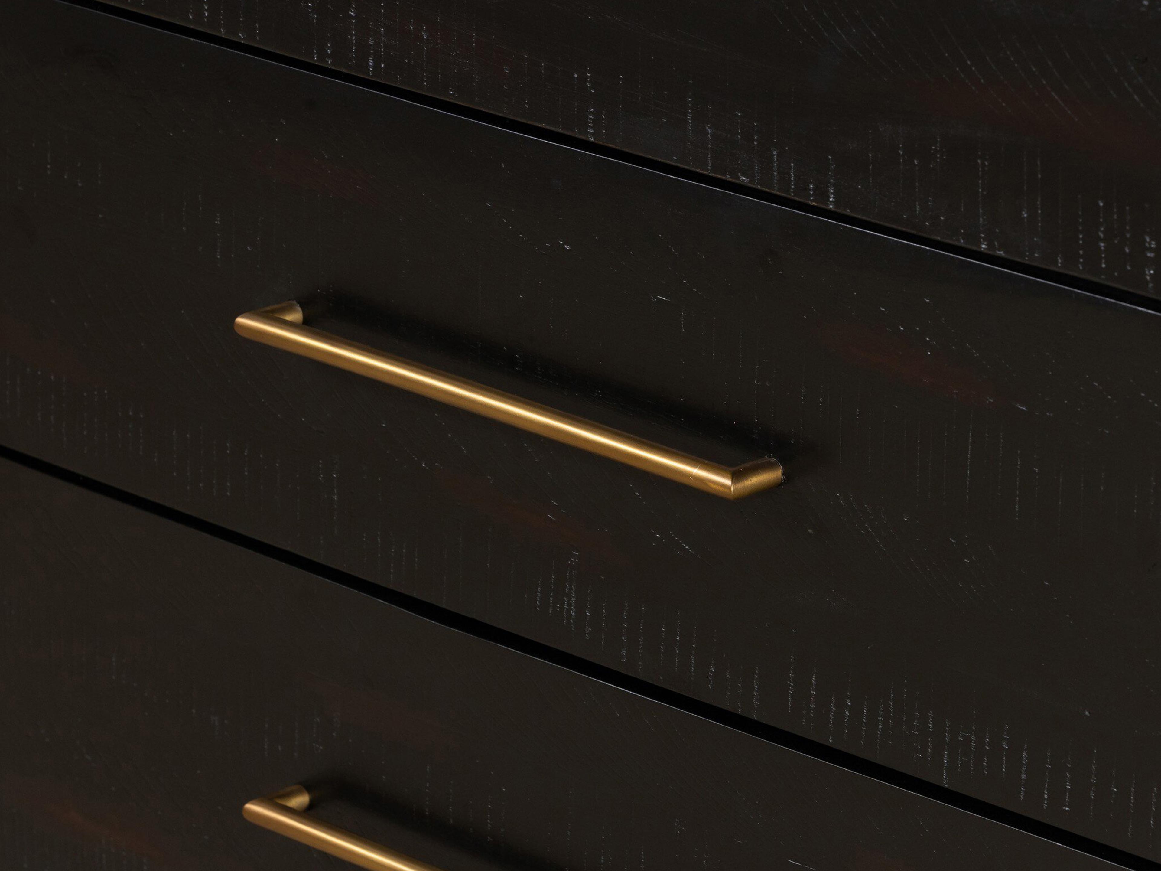 Four Hands Hadley 5-Drawers Burnished Black Solid Wood Accent Chest