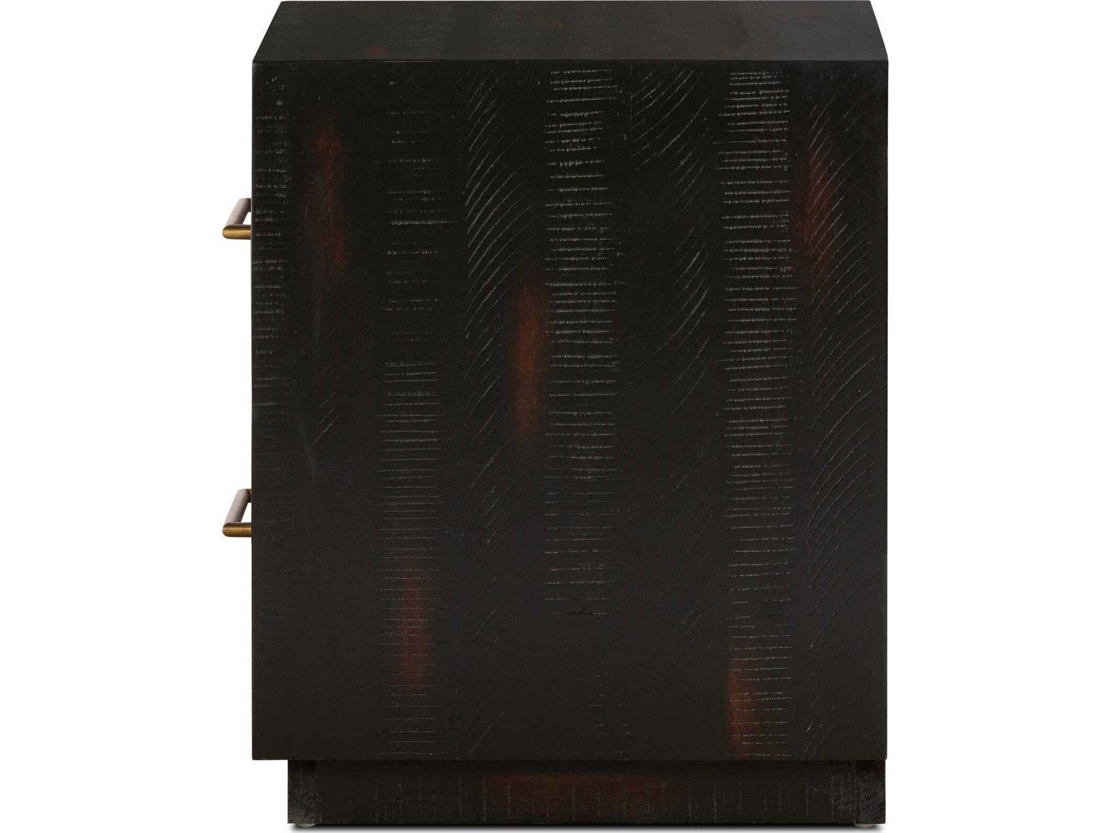 Four Hands Hadley Suki 2-Drawers Black Solid Wood Nightstand