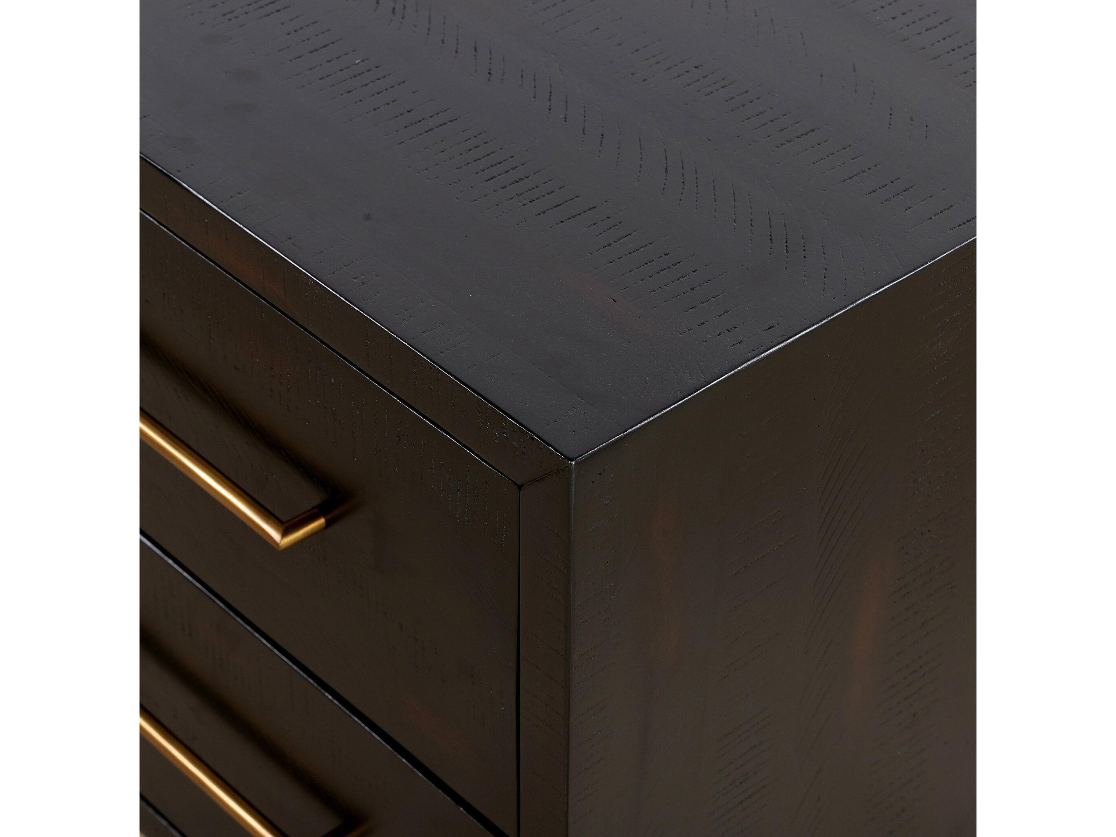 Four Hands Hadley Suki 2-Drawers Black Solid Wood Nightstand