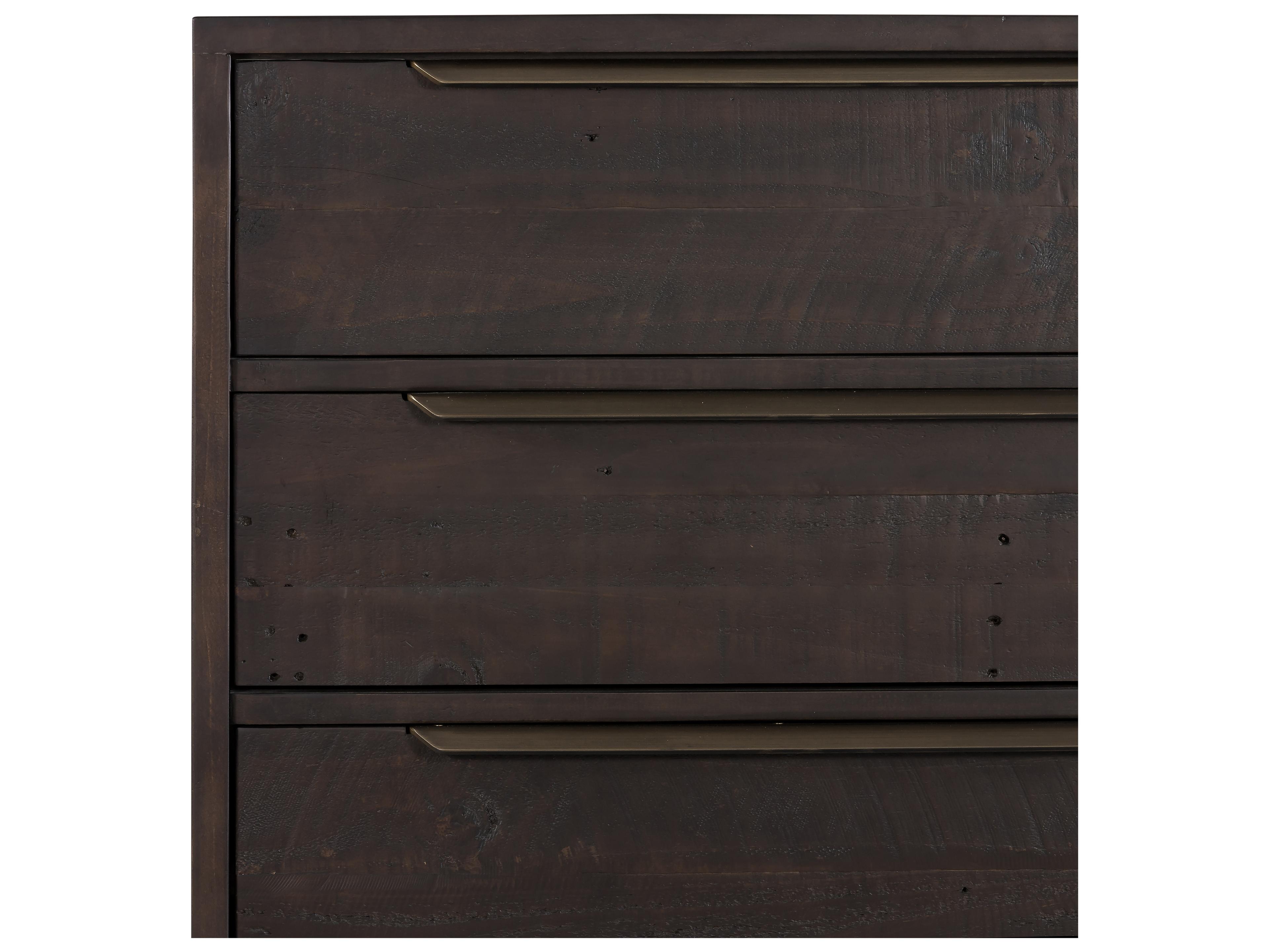 Four Hands Wyeth 5-Drawers Dark Carbon Antique Brass Black Pine Wood Accent Chest
