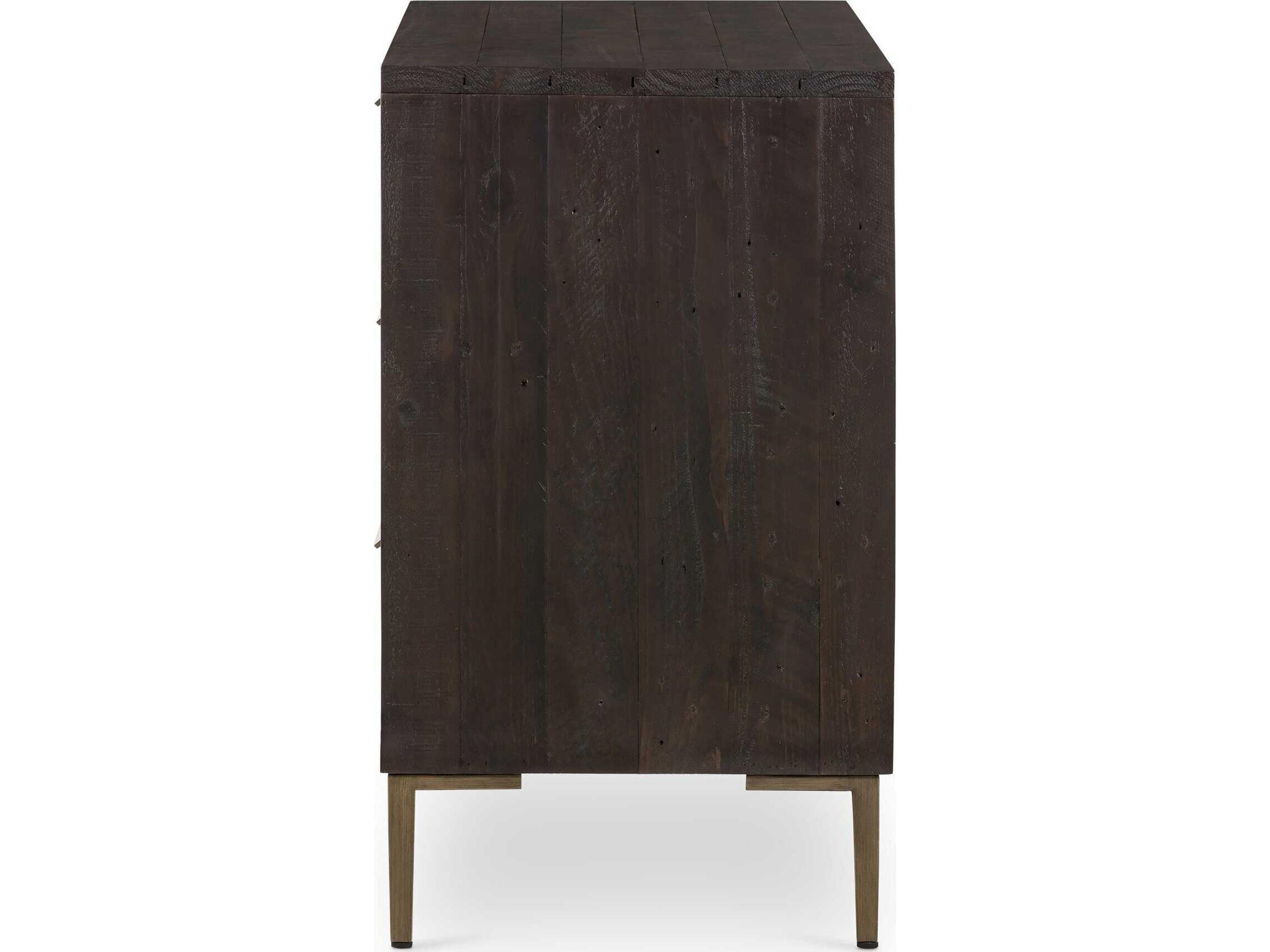 Four Hands Wyeth 6-Drawers Black Pine Wood Double Dresser