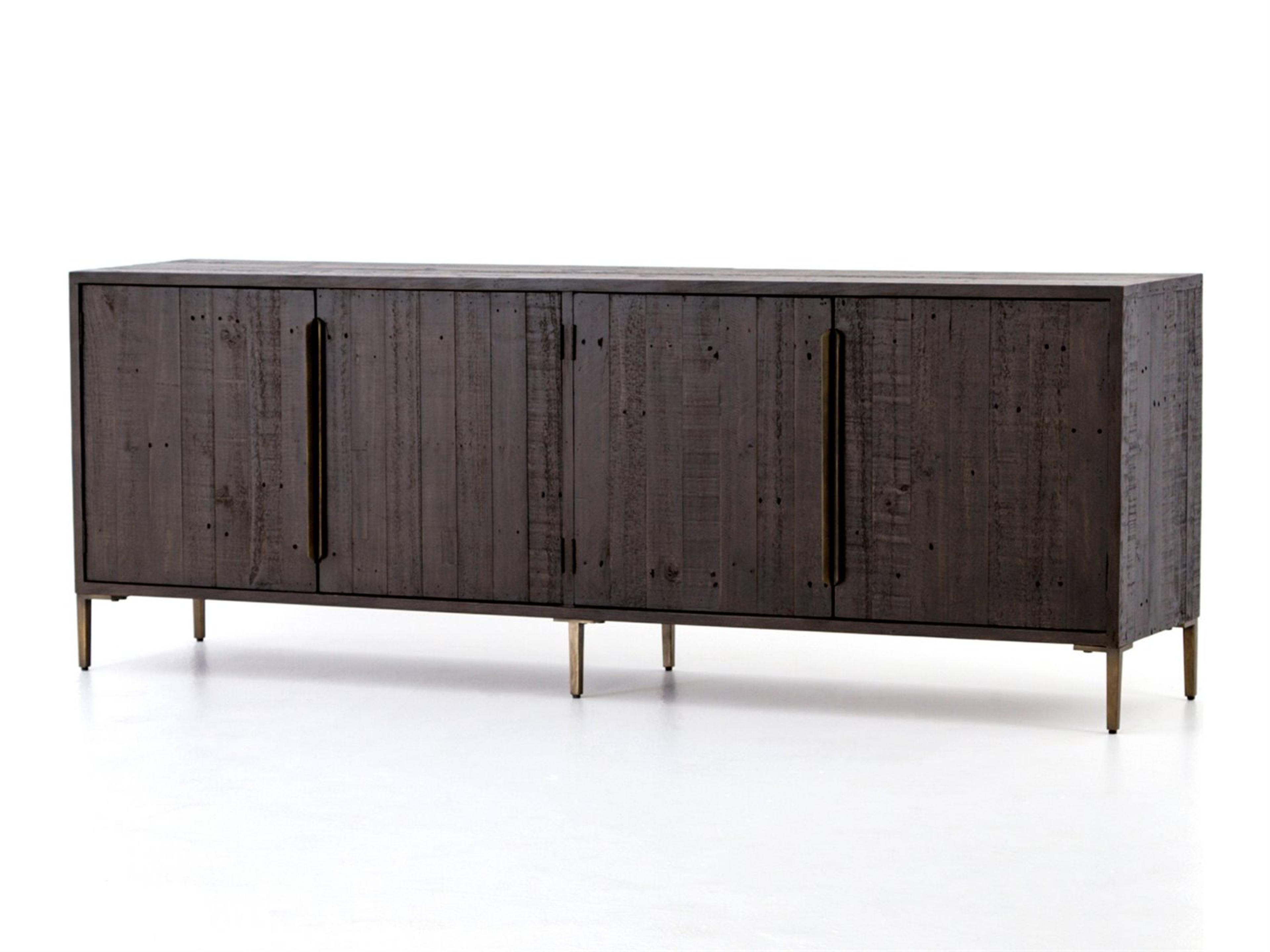 Luxecor Globetrotter 88" Pine Wood Dark Carbon Antique Brass Sideboard