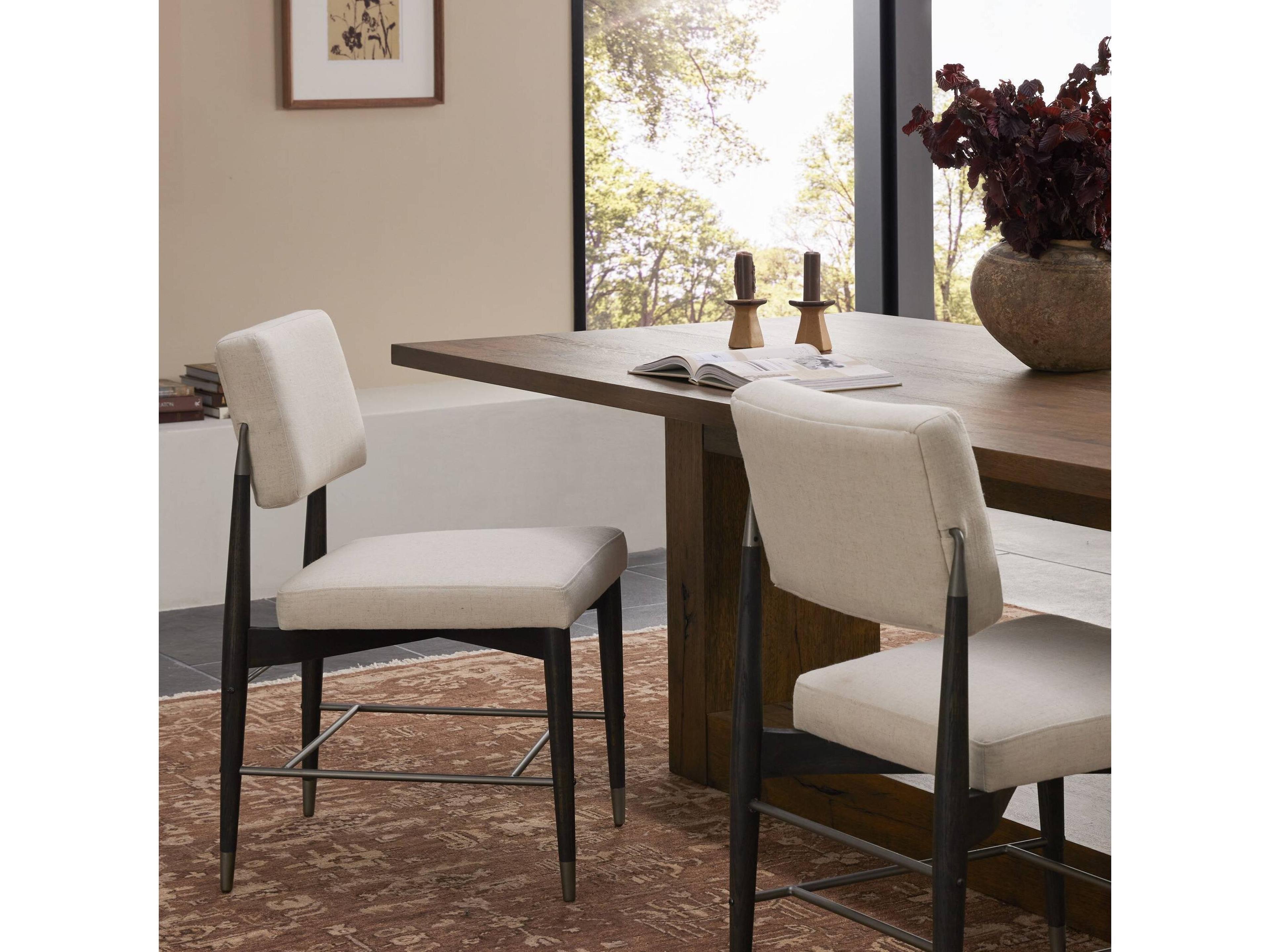 Four Hands Parallel Anton Oak Wood Beige Upholstered Side Dining Chair