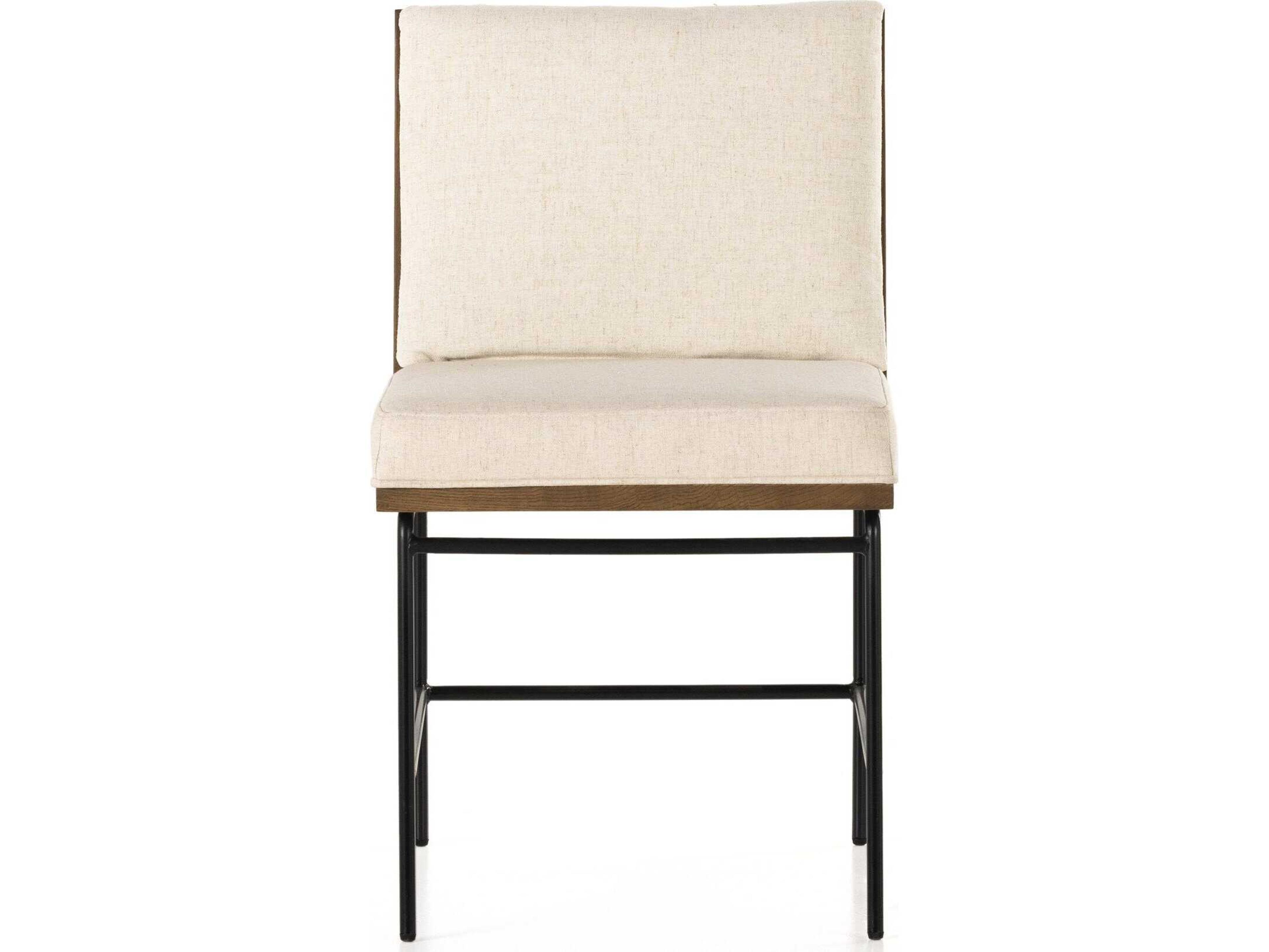 Four Hands Westgate Crete Oak Wood Beige Upholstered Side Dining Chair