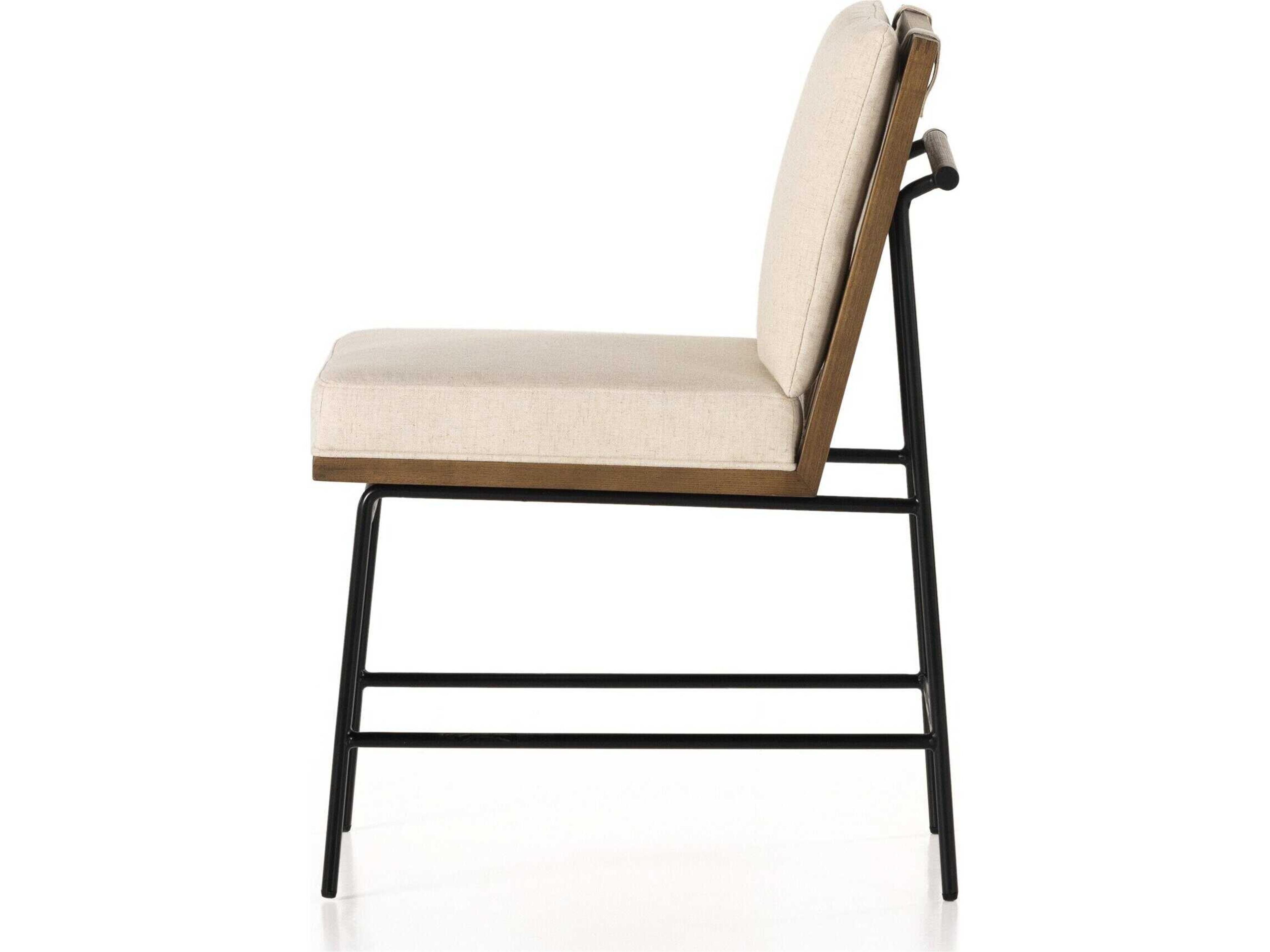 Four Hands Westgate Crete Oak Wood Beige Upholstered Side Dining Chair