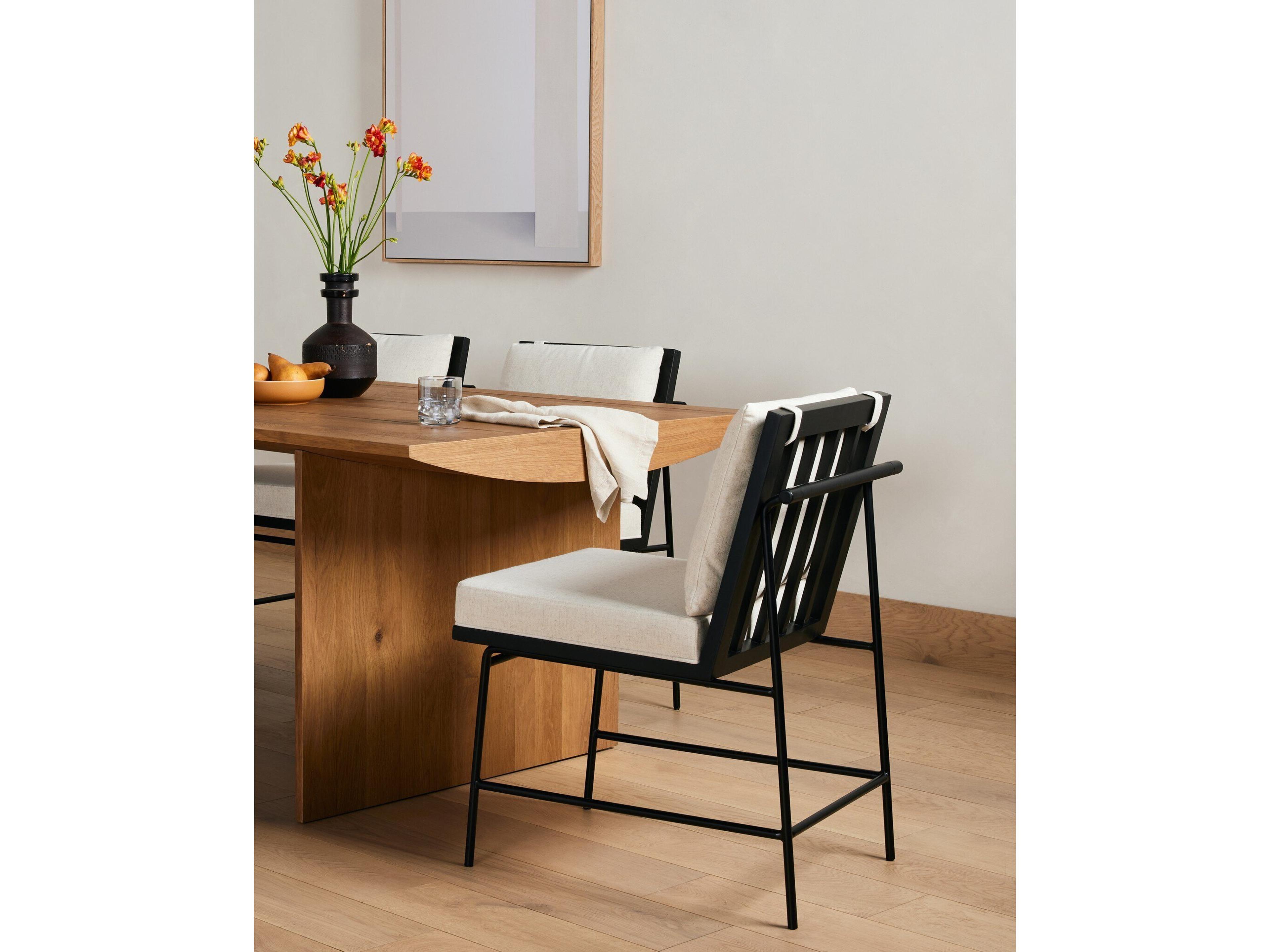 Four Hands Westgate Crete Solid Wood Beige Upholstered Side Dining Chair