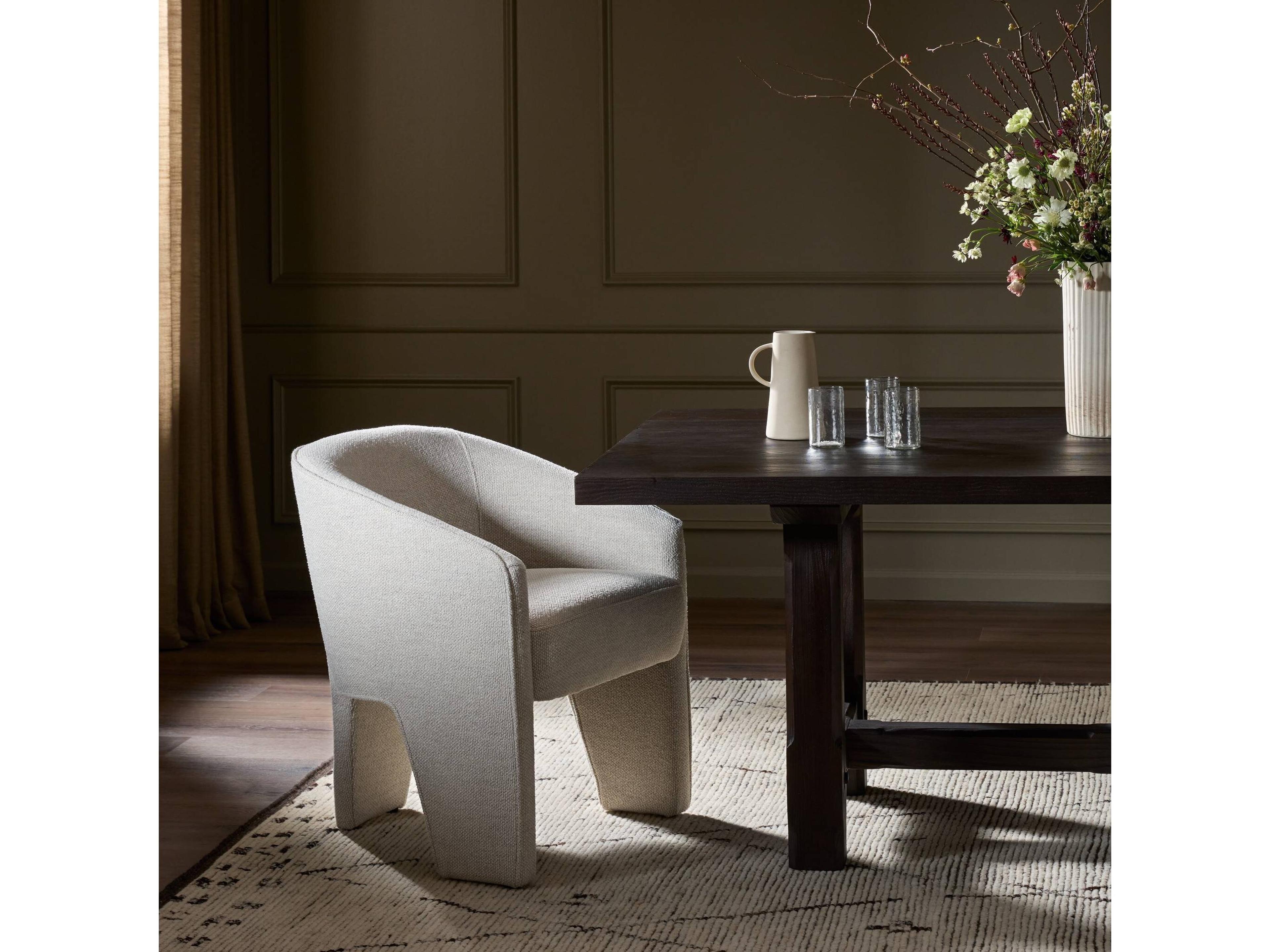 Four Hands Grayson Fae Beige Upholstered Arm Dining Chair