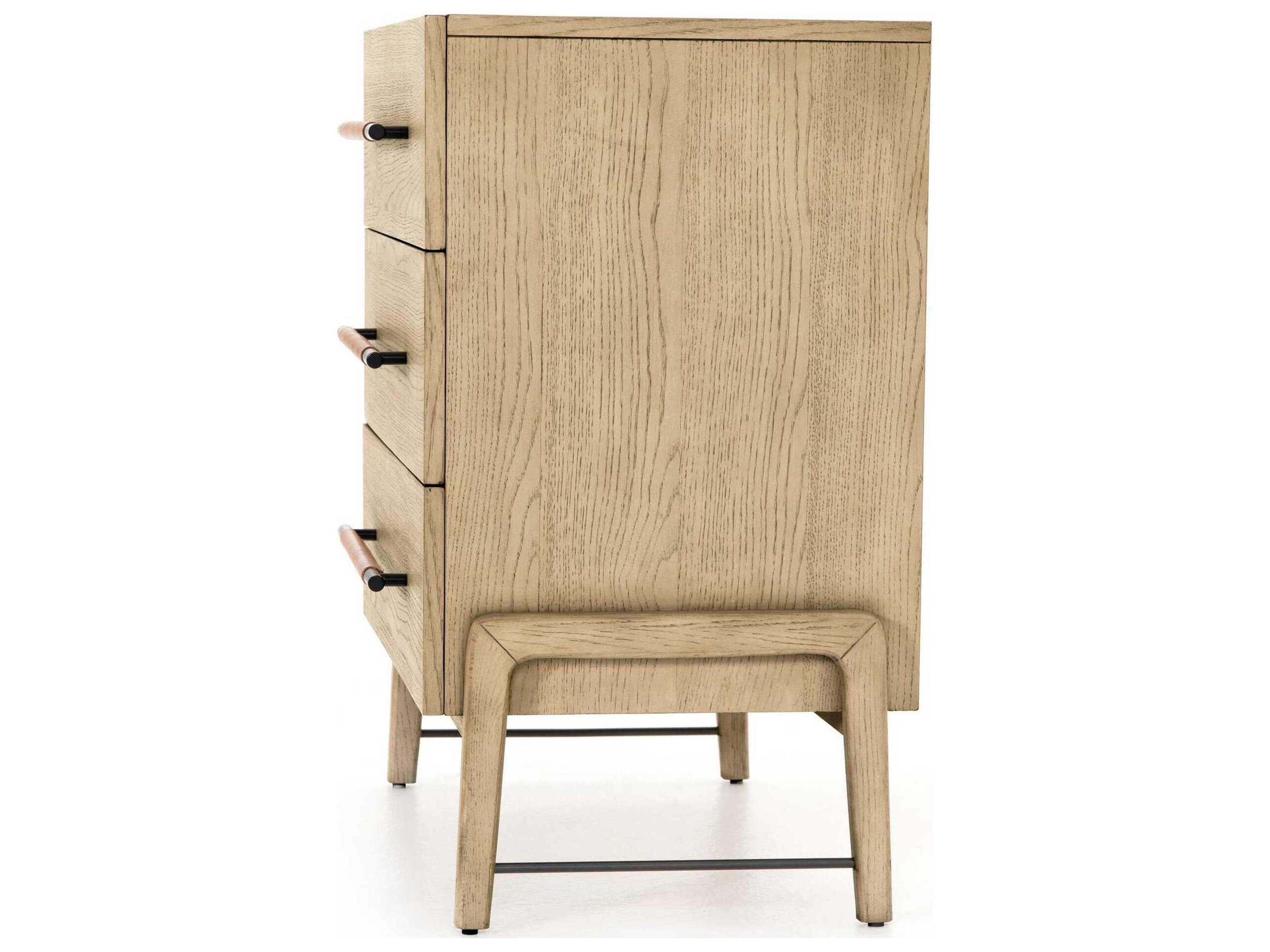 Four Hands Filmore Rosedale 3-Drawers Brown Oak Wood Nightstand
