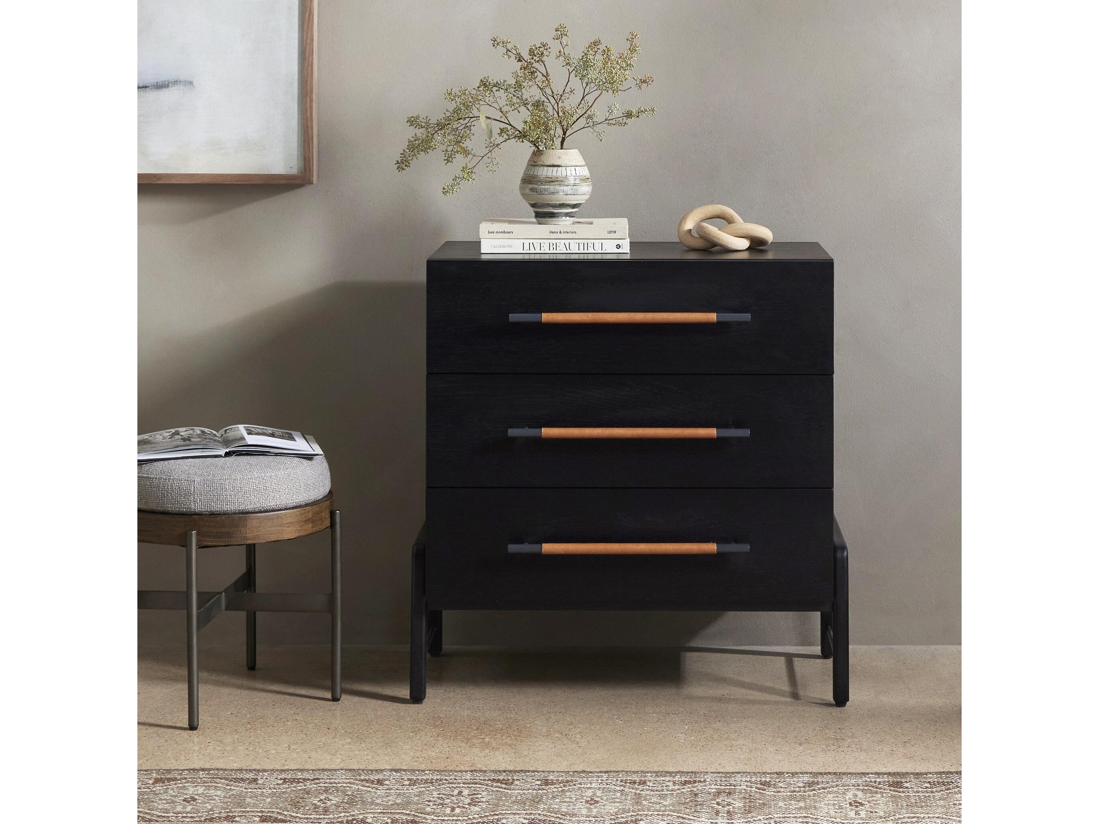 Four Hands Filmore Rosedale 3-Drawers Oak Wood Nightstand