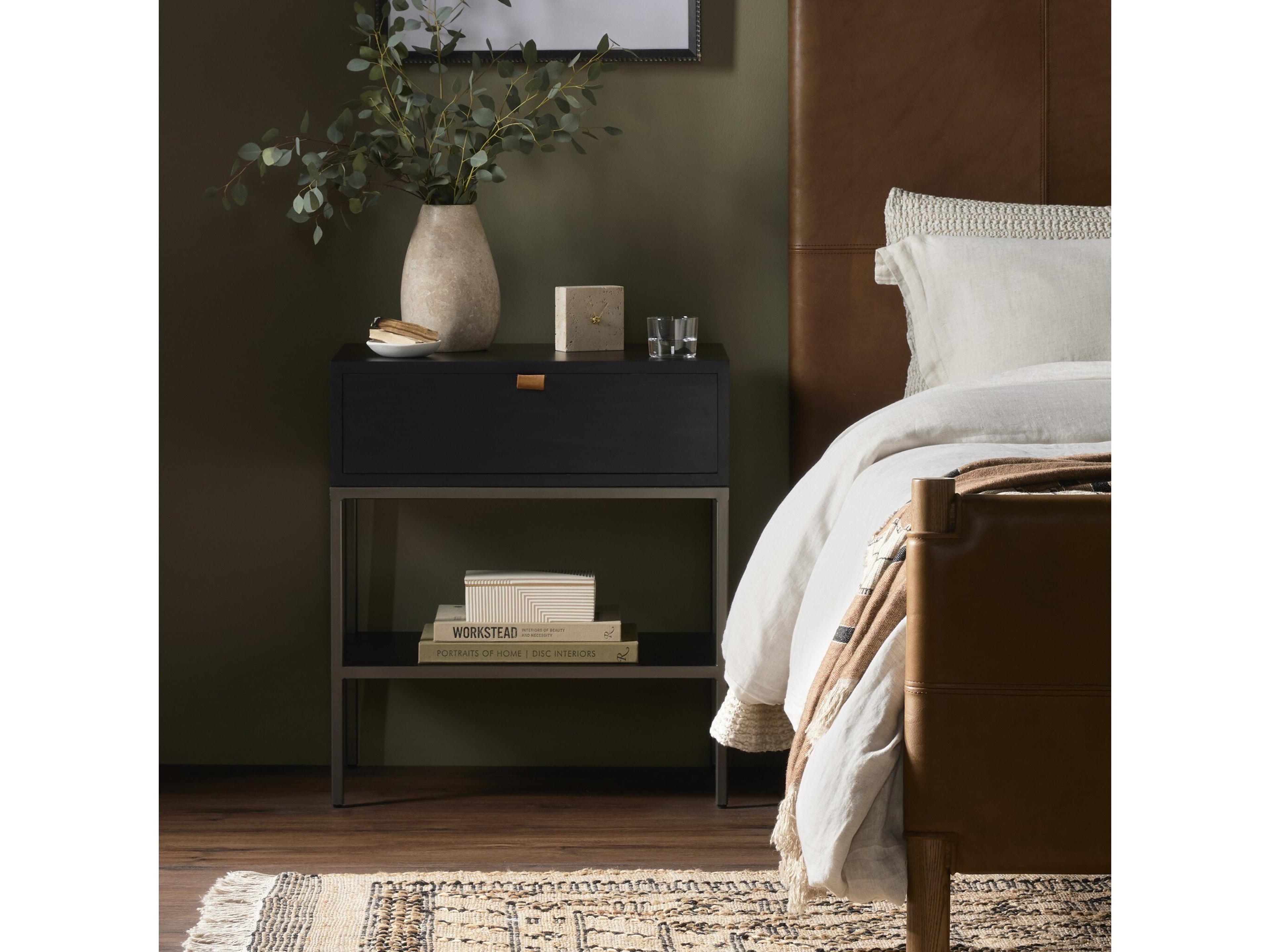 Four Hands Fulton Trey 1-Drawer Poplar Wood Nightstand