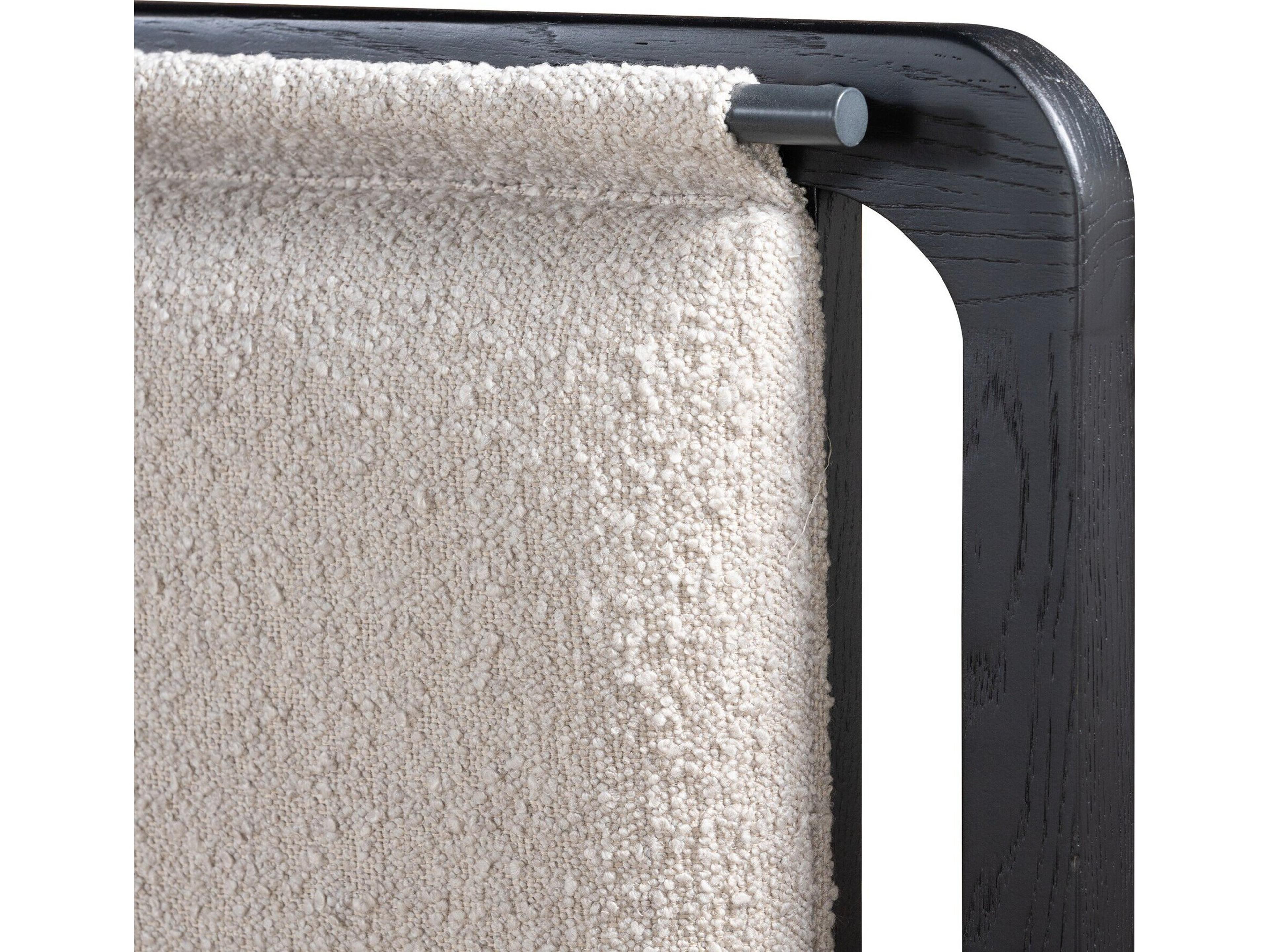 Four Hands Filmore Rosedale Ebony Oak Knoll Sand Gunmetal Wood Upholstered King Panel Bed