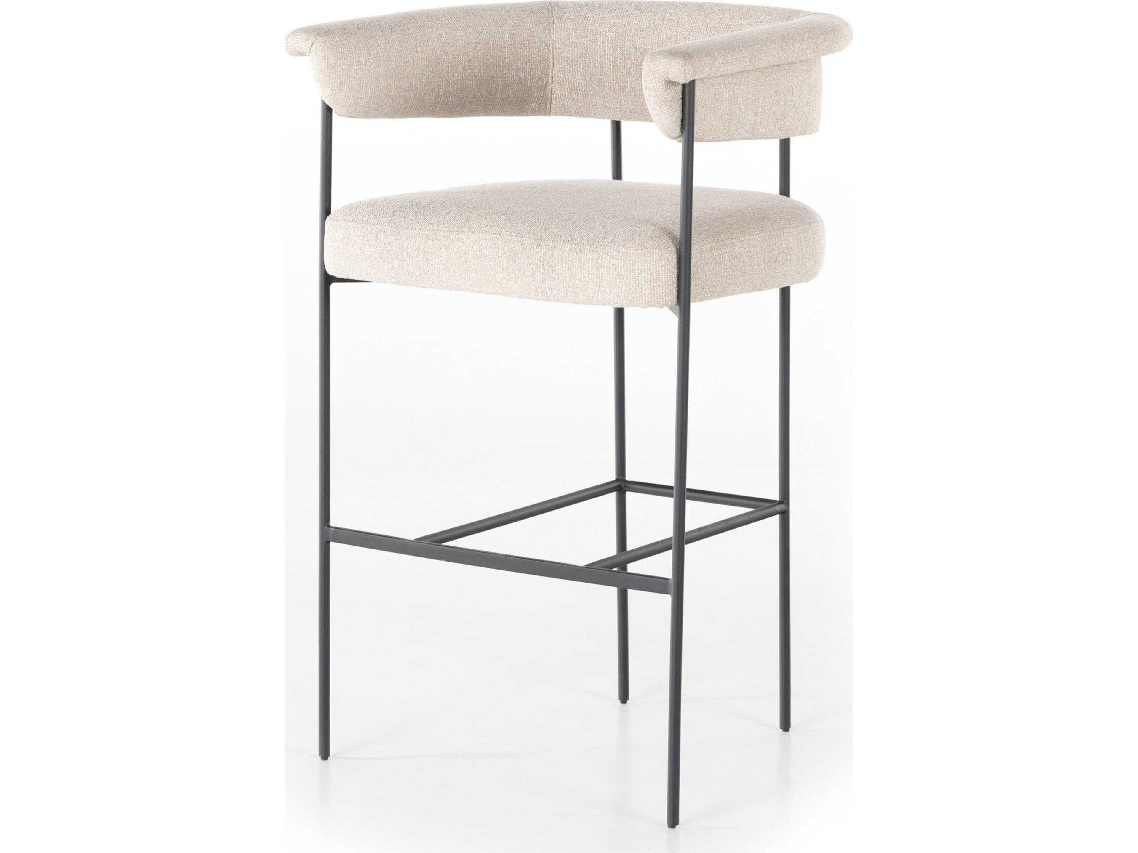 Grayson Carrie Upholstered Light Camel Matte Black Bar Stool
