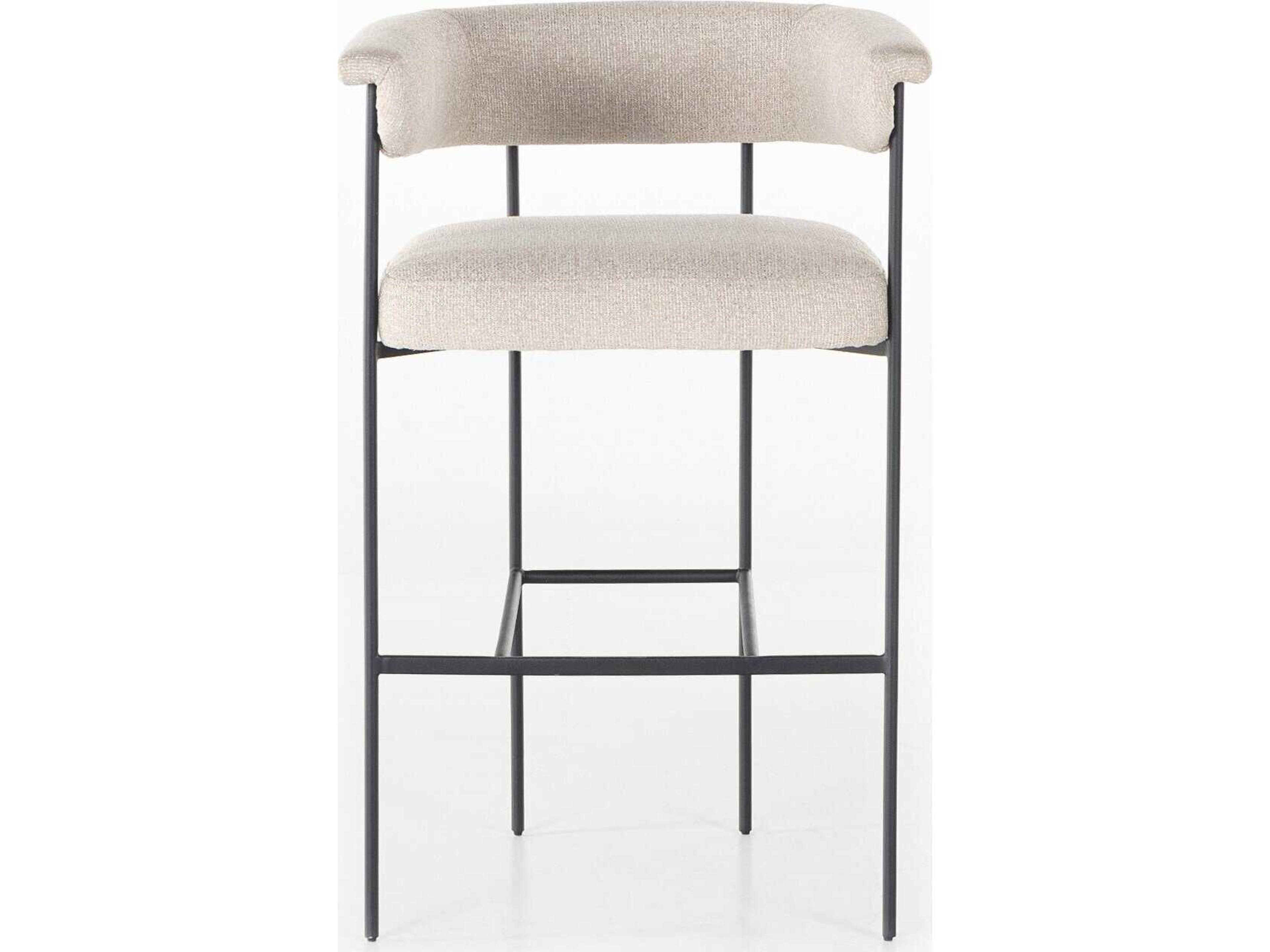 Four Hands Grayson Carrie Upholstered Light Camel Matte Black Bar Stool