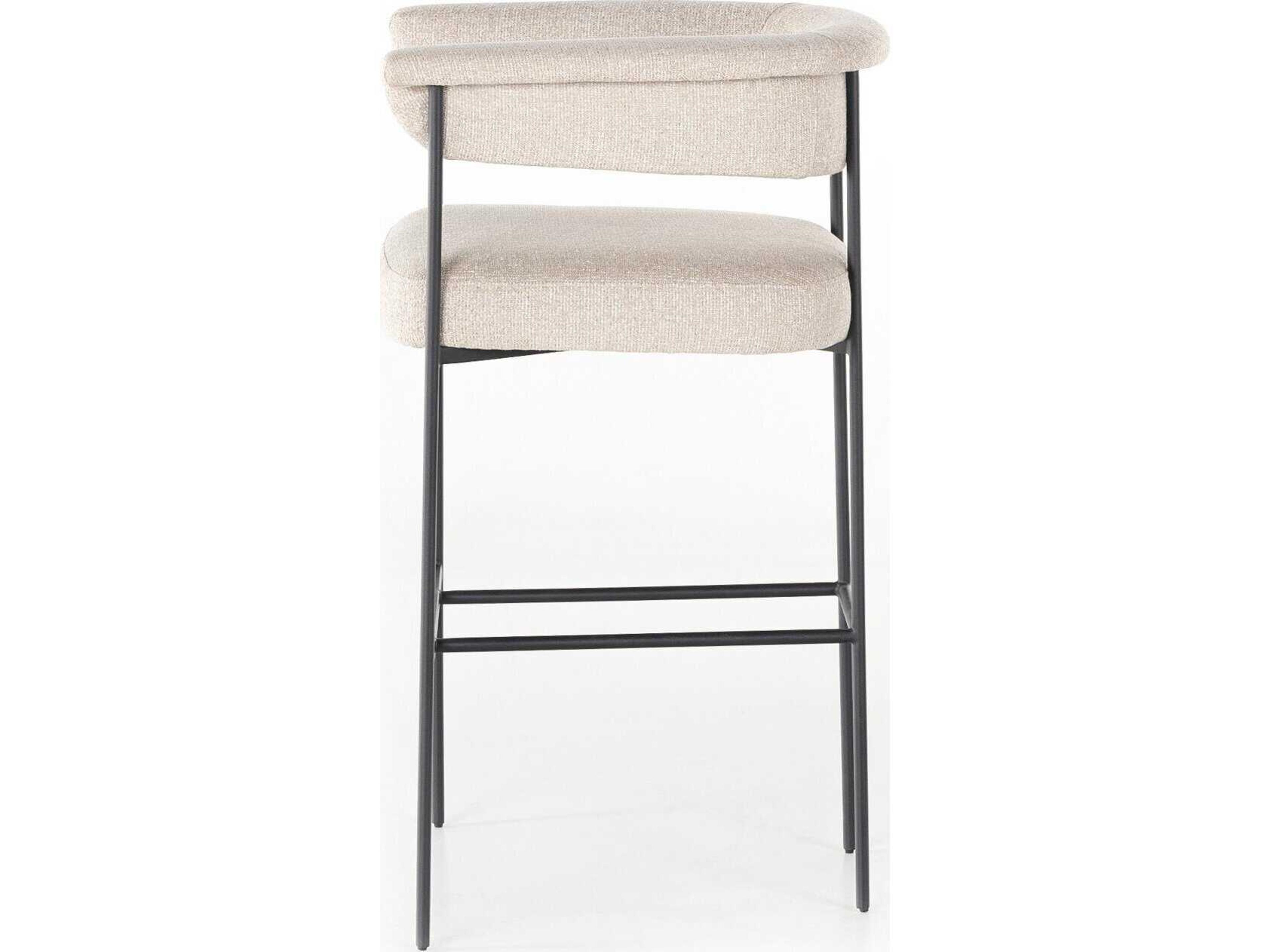 Four Hands Grayson Carrie Upholstered Light Camel Matte Black Bar Stool