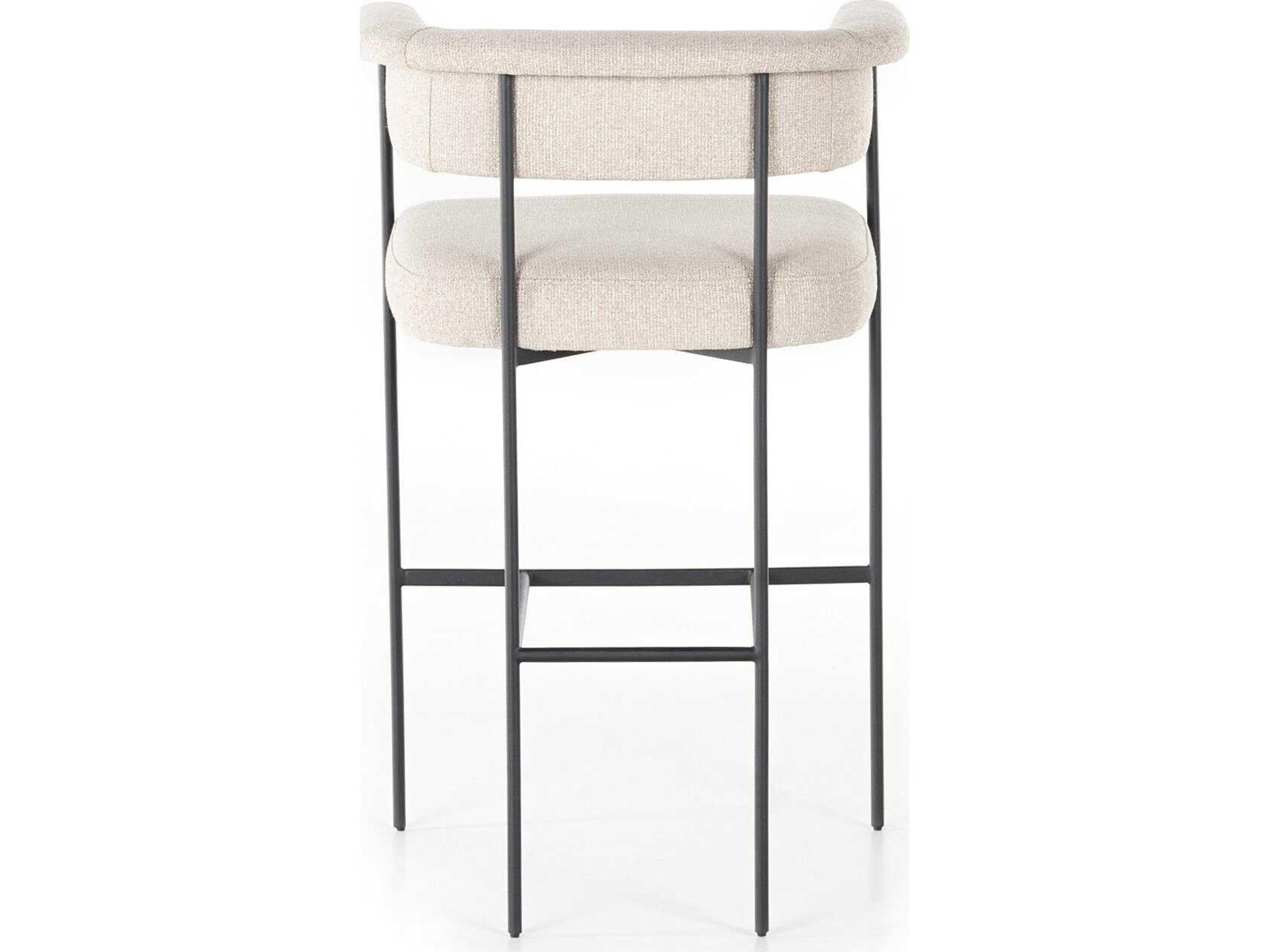 Four Hands Grayson Carrie Upholstered Light Camel Matte Black Bar Stool
