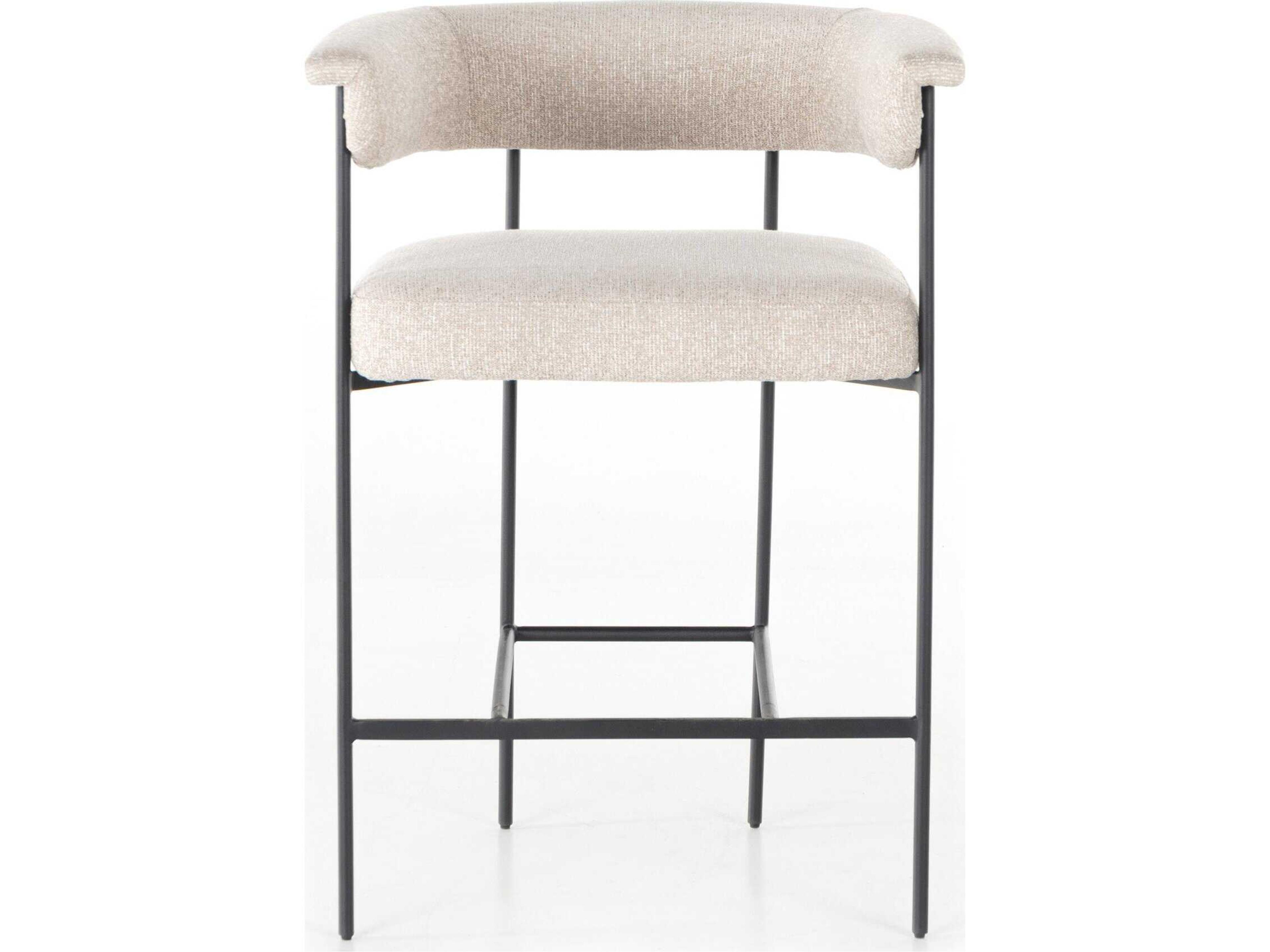 Four Hands Grayson Carrie Upholstered Light Camel Matte Black Counter Stool