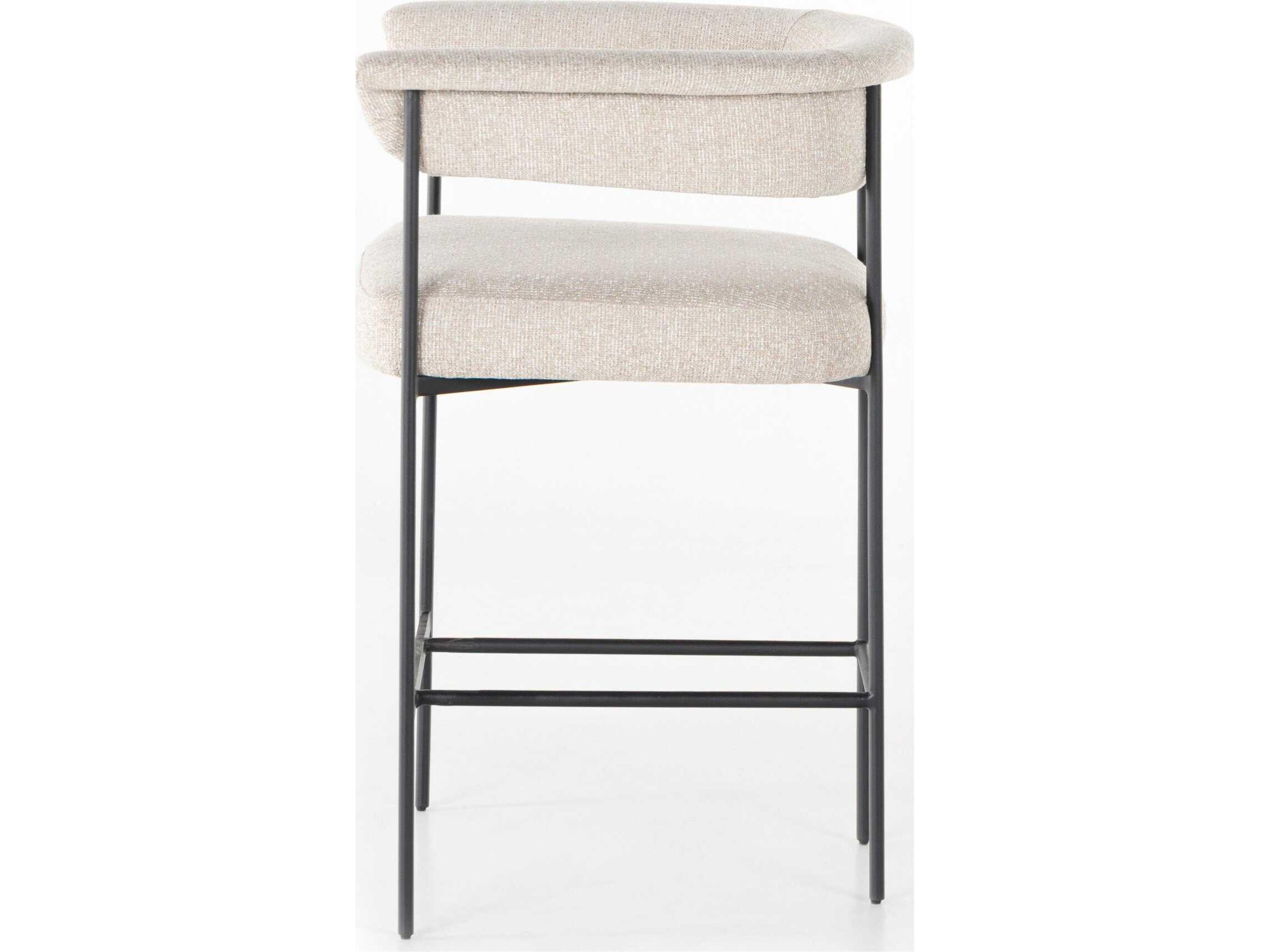 Four Hands Grayson Carrie Upholstered Light Camel Matte Black Counter Stool