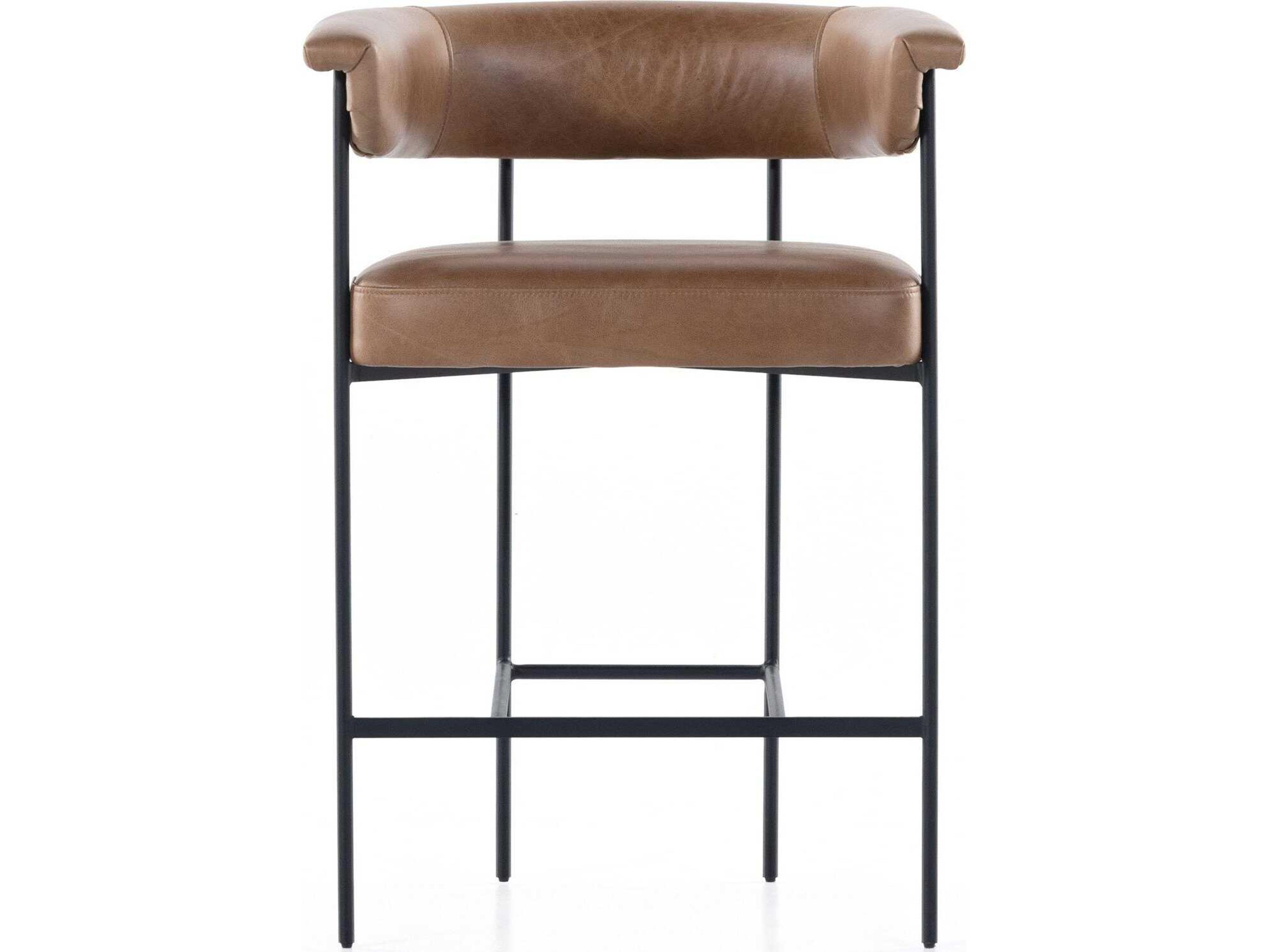 Four Hands Grayson Carrie Chaps Saddle Leather Counter Stool