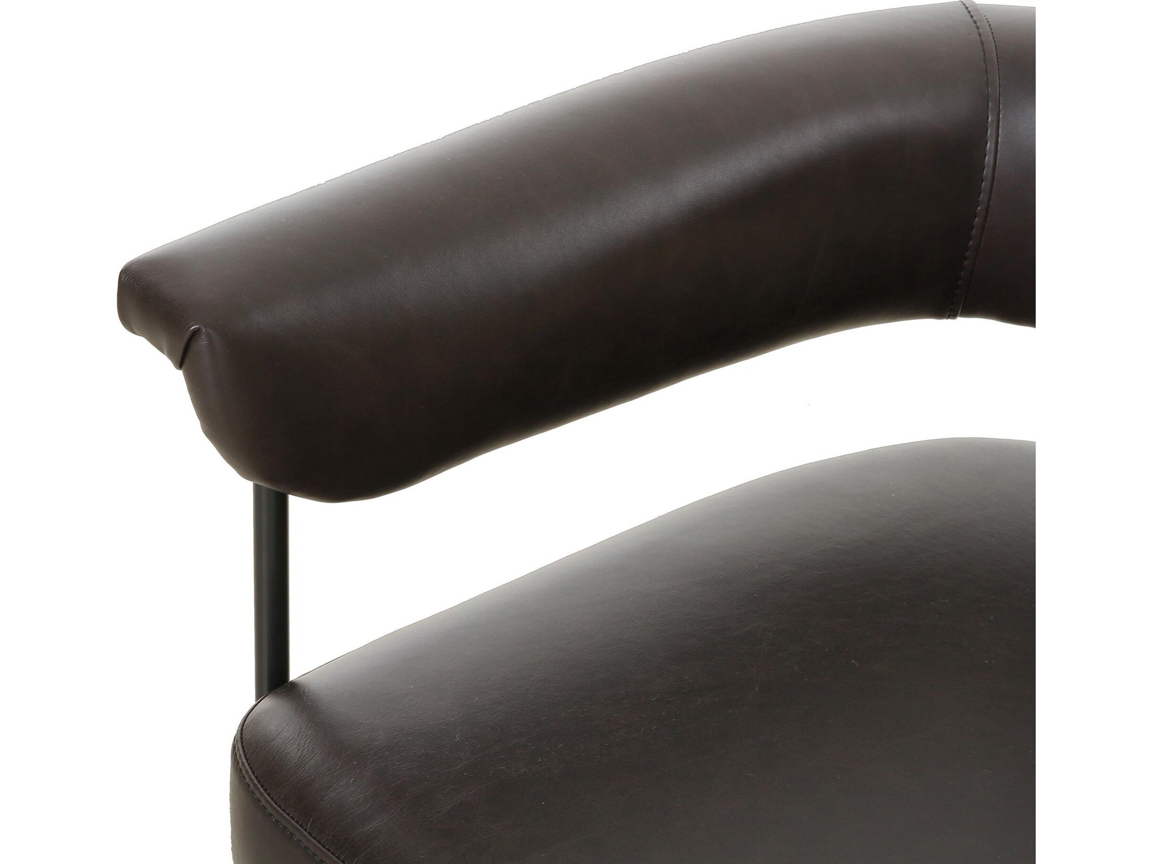 Four Hands Grayson Carrie Leather Black Upholstered Arm Dining Chair