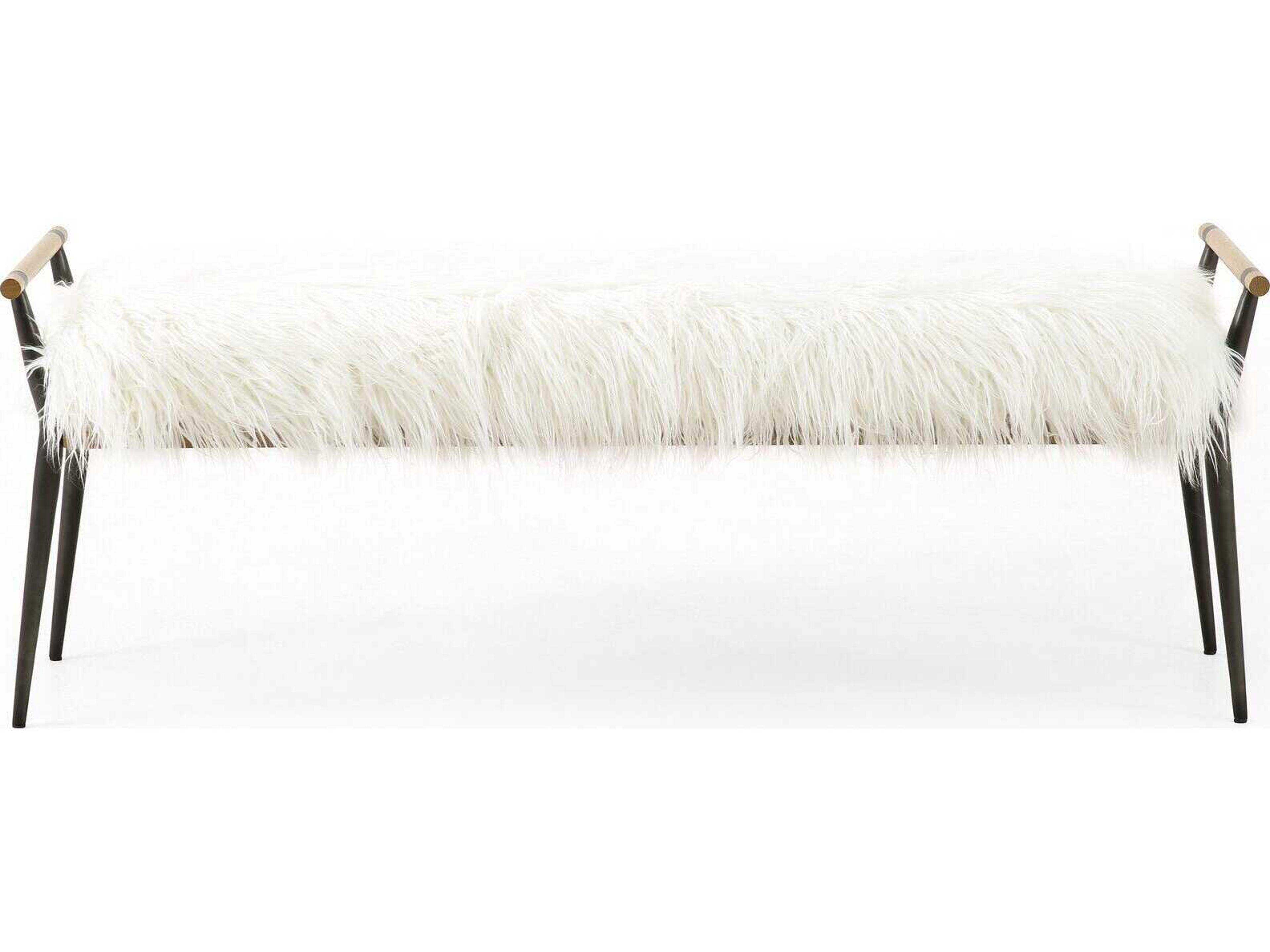 Four Hands Grayson White Fur Accent Bench