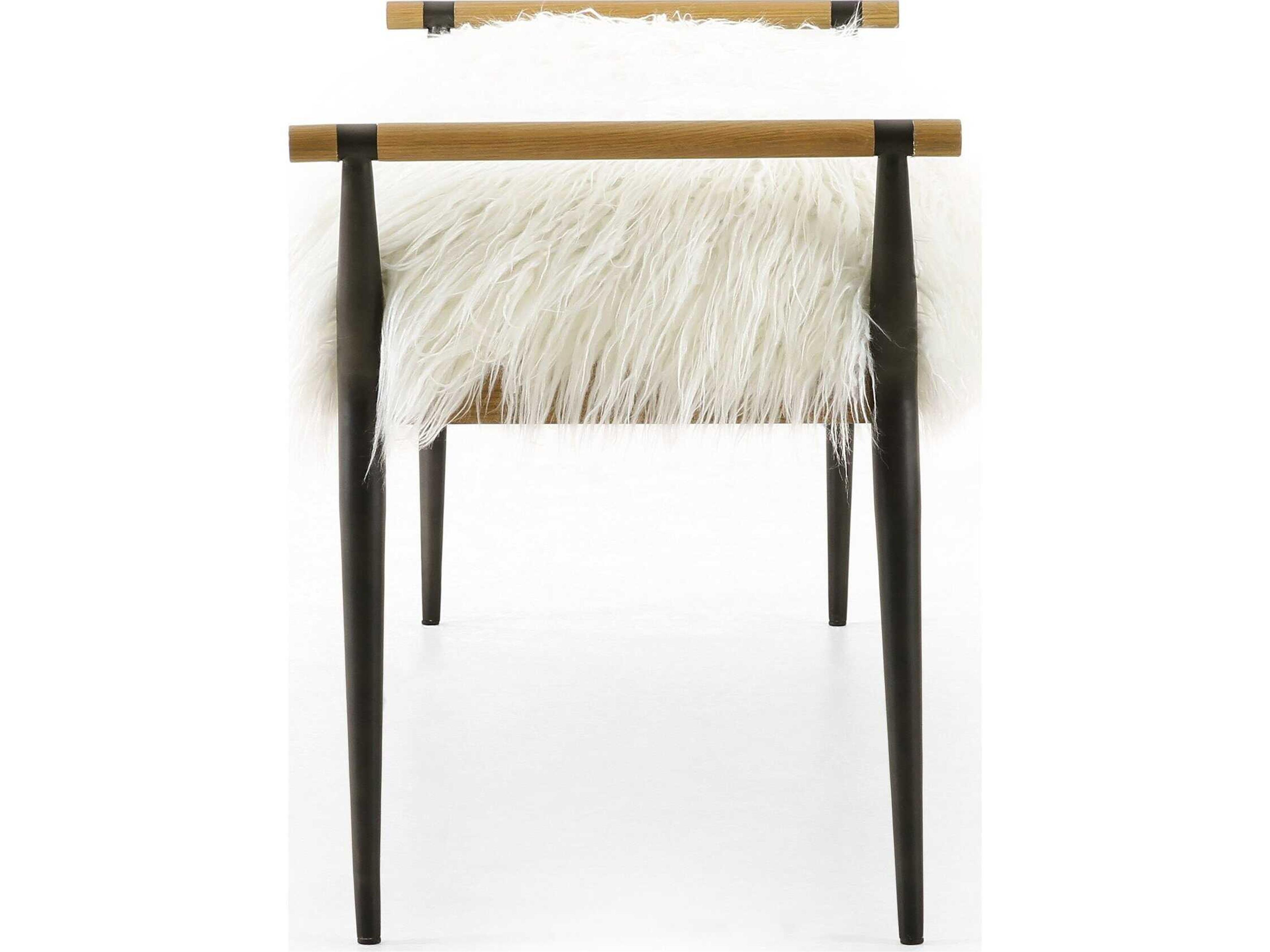 Four Hands Grayson White Fur Accent Bench